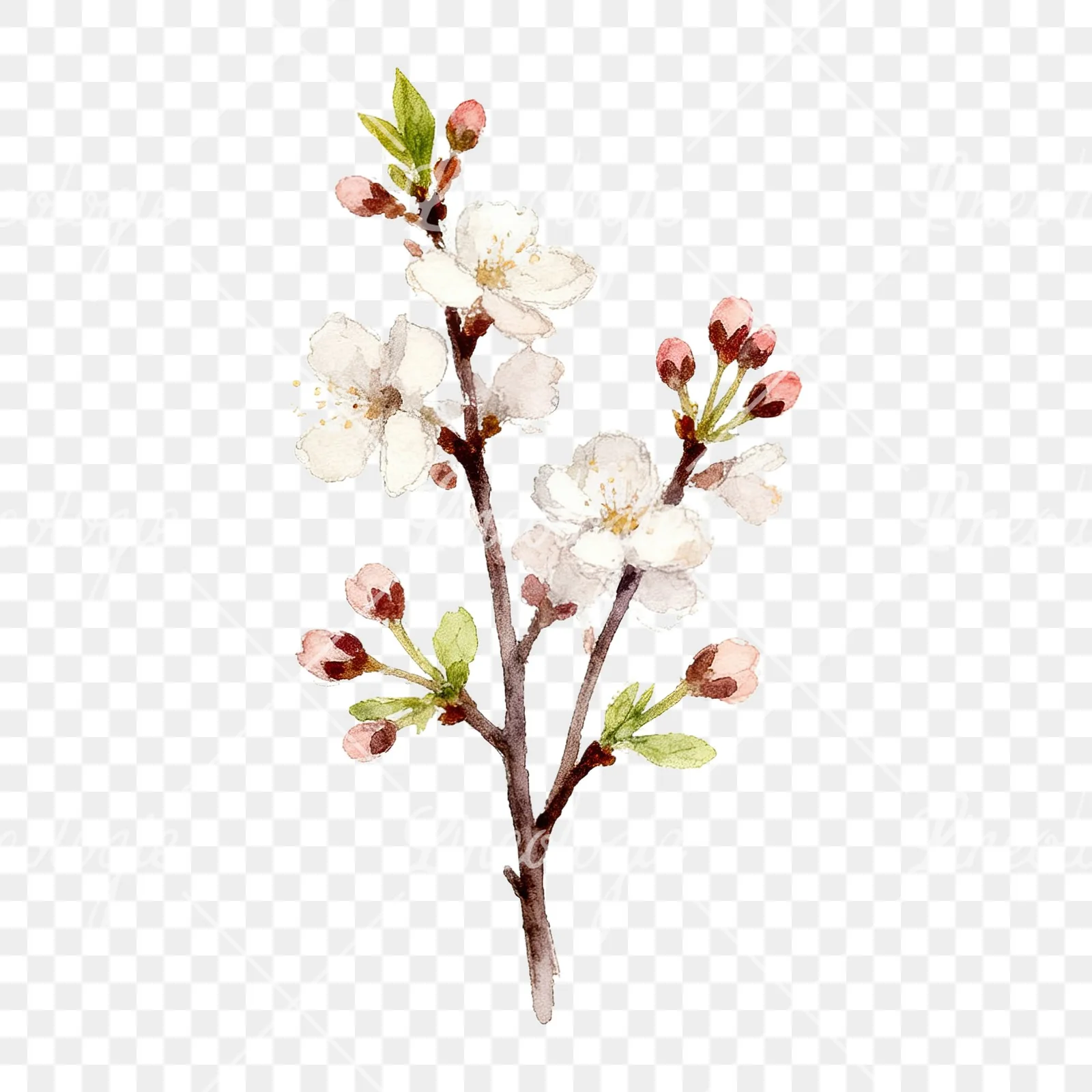 Watercolor spring flower bouquet clipart 8 of 9 on a transparent background (PNG)