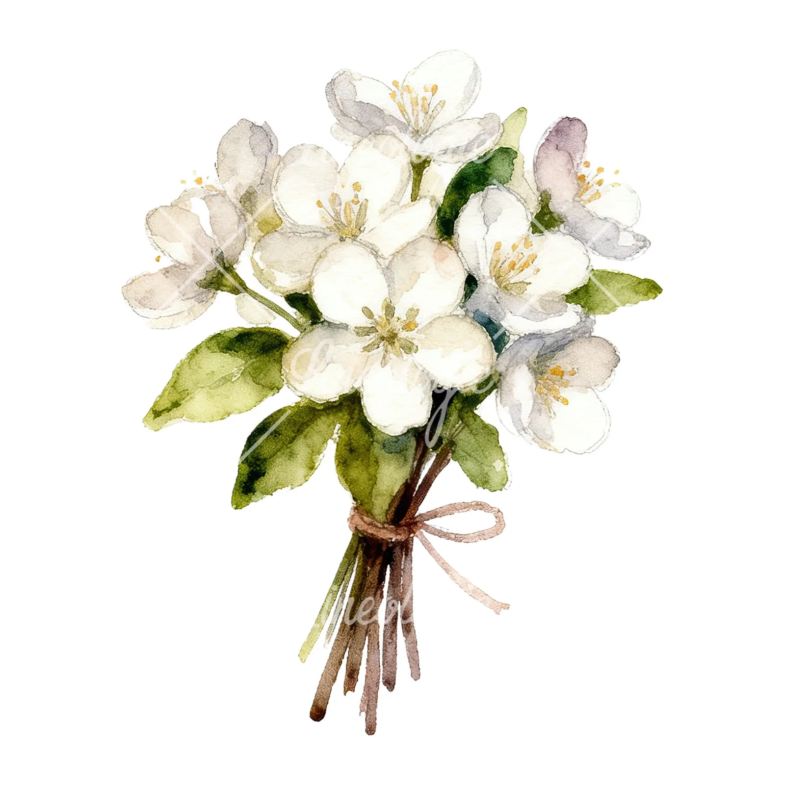 Watercolor spring flower bouquet clipart 9 of 9 on a white background (JPG)