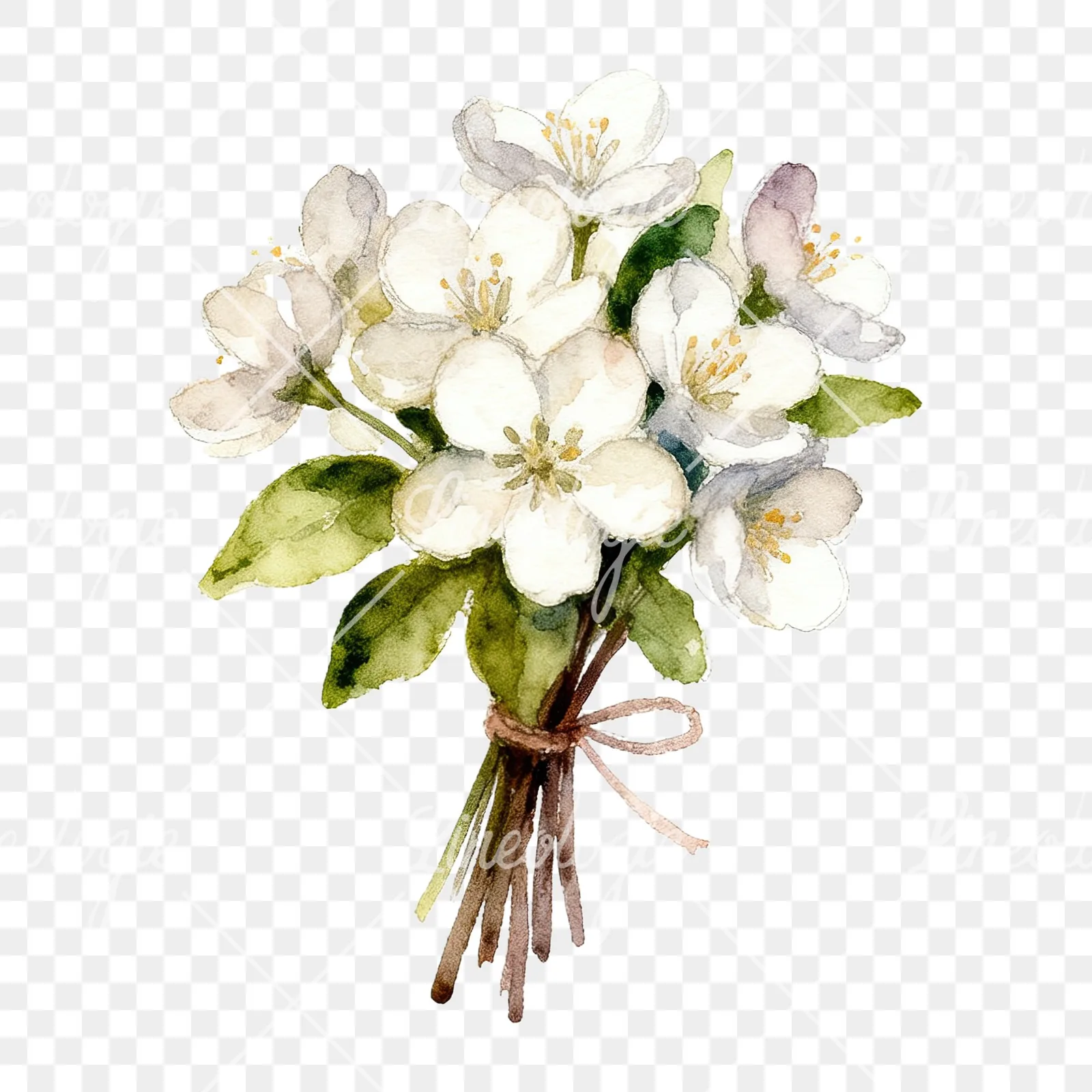 Watercolor spring flower bouquet clipart 9 of 9 on a transparent background (PNG)