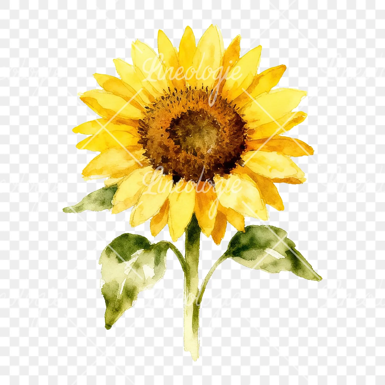 Watercolor sunflower cluster clipart 2 of 9 on a transparent background (PNG)