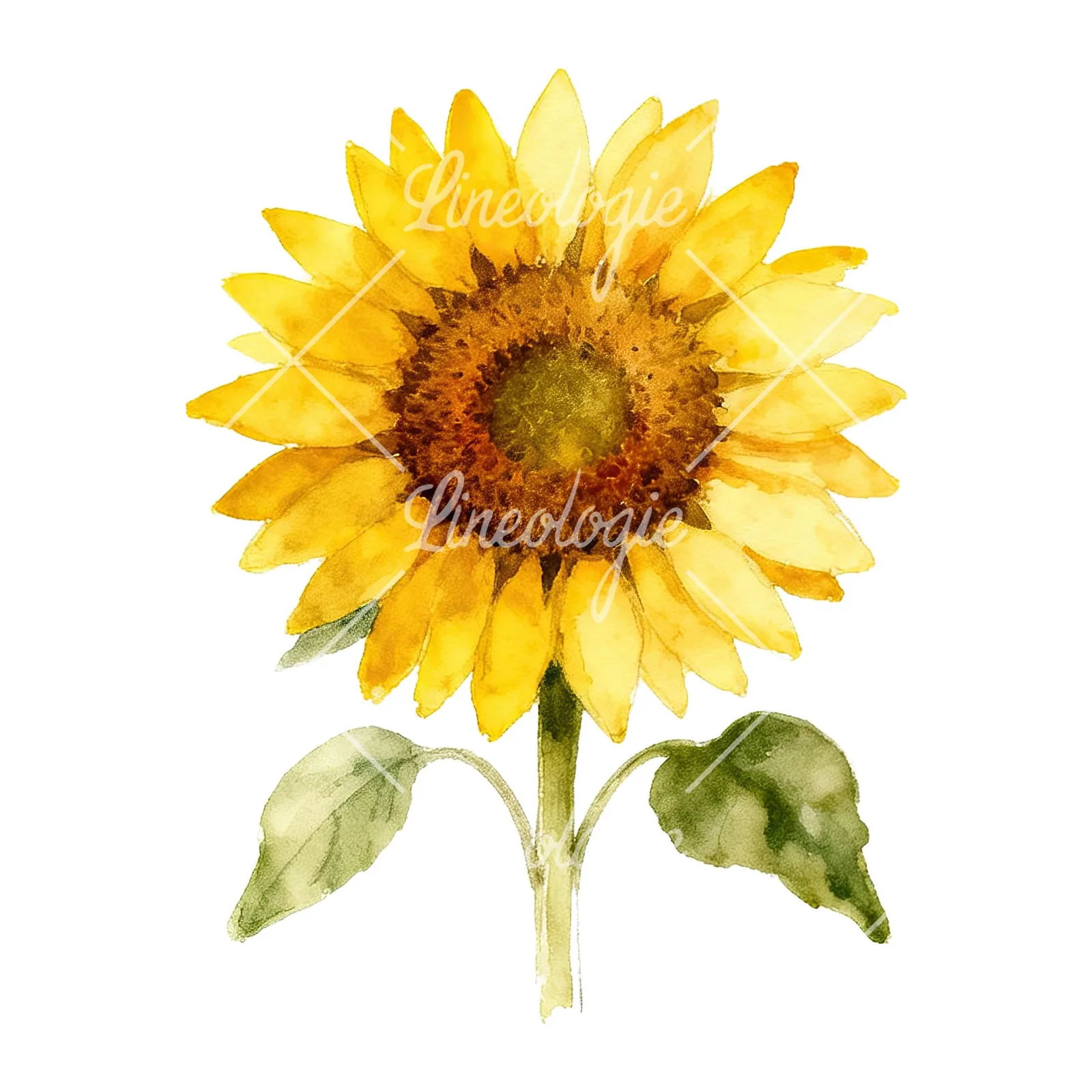 Watercolor sunflower cluster clipart 4 of 9 on a white background (JPG)