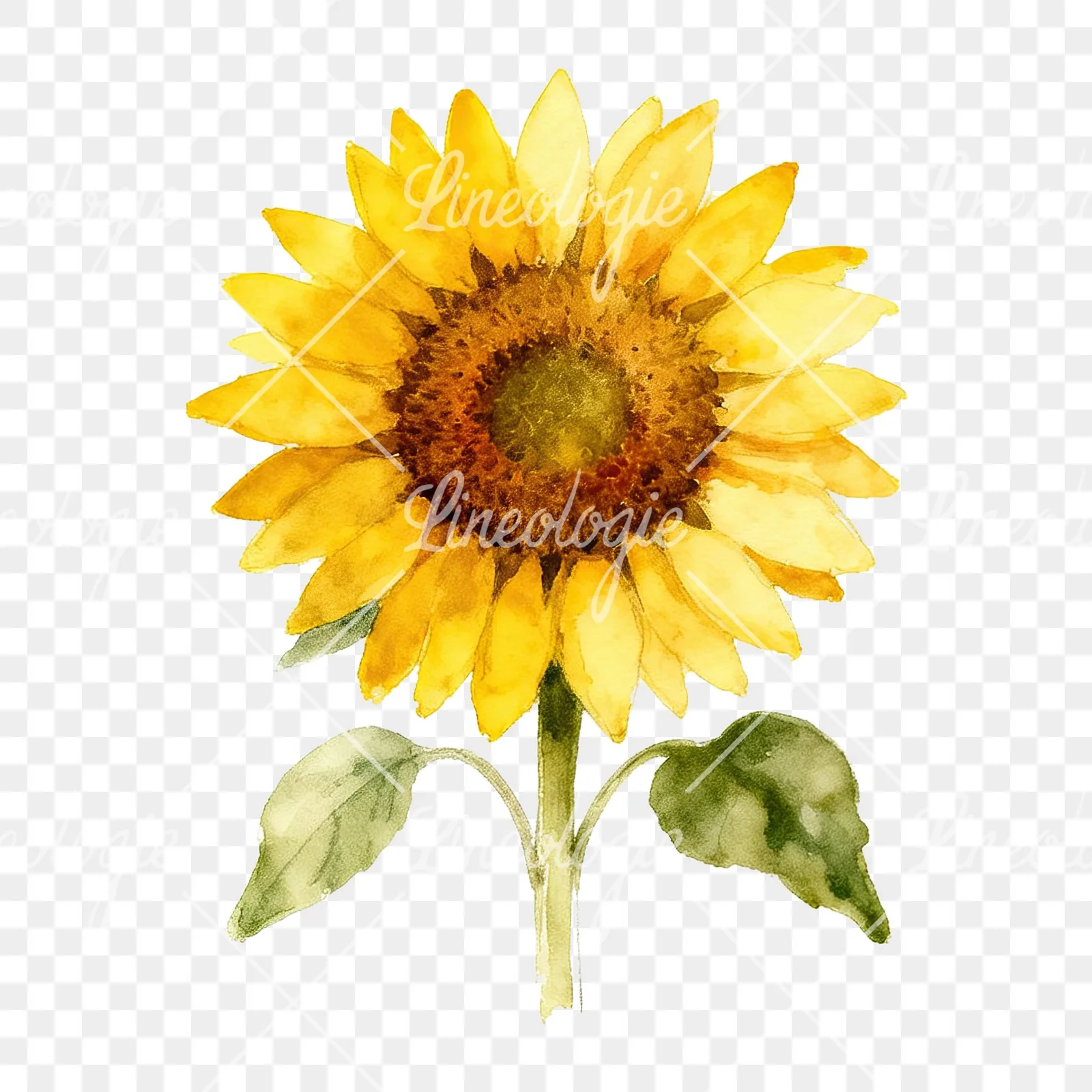 Watercolor sunflower cluster clipart 4 of 9 on a transparent background (PNG)