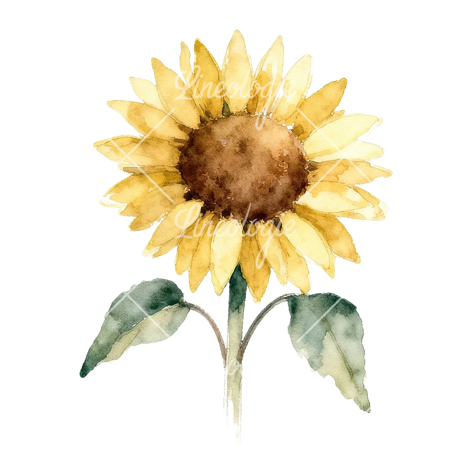 Watercolor sunflower cluster clipart 6 of 9 on a white background (JPG)