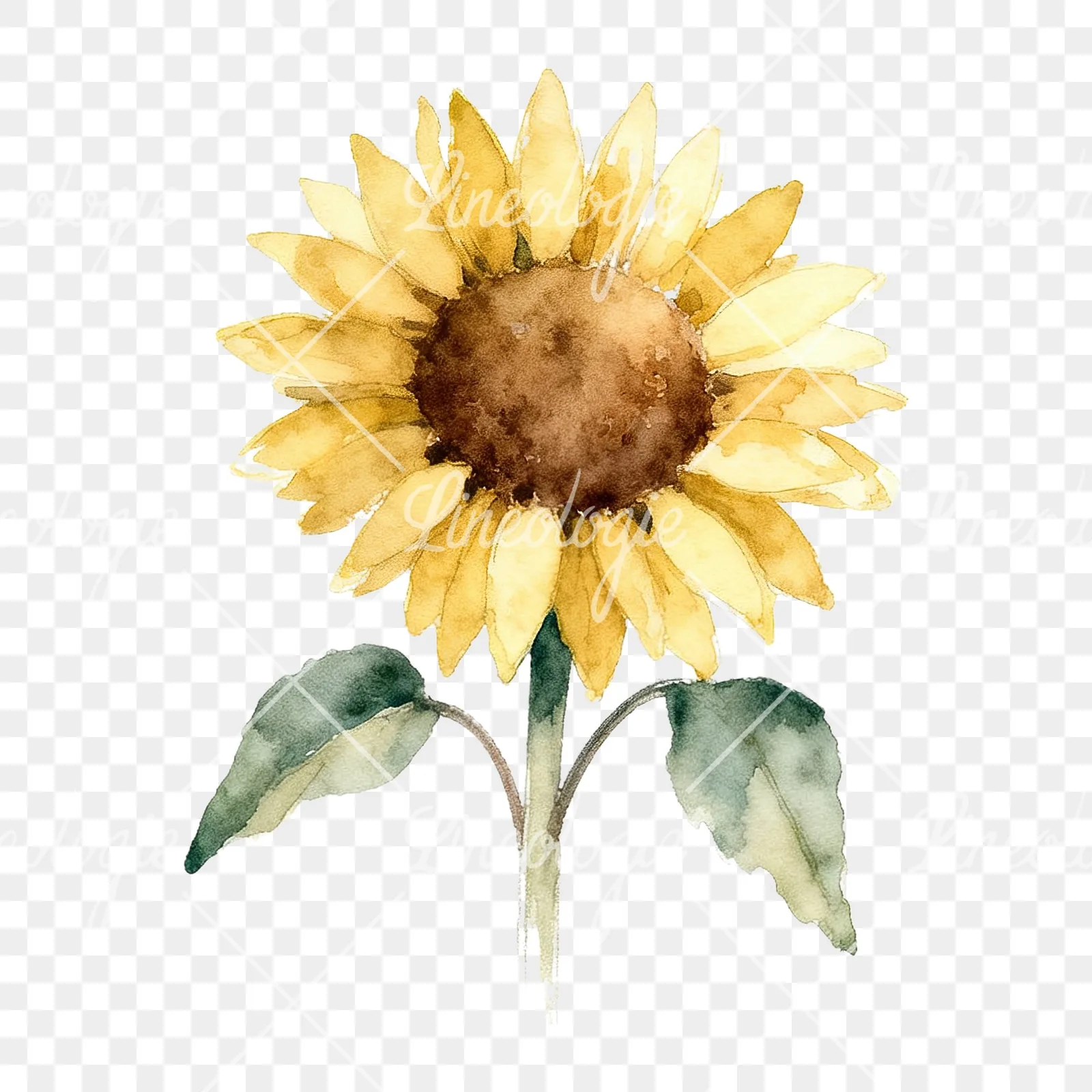 Watercolor sunflower cluster clipart 6 of 9 on a transparent background (PNG)