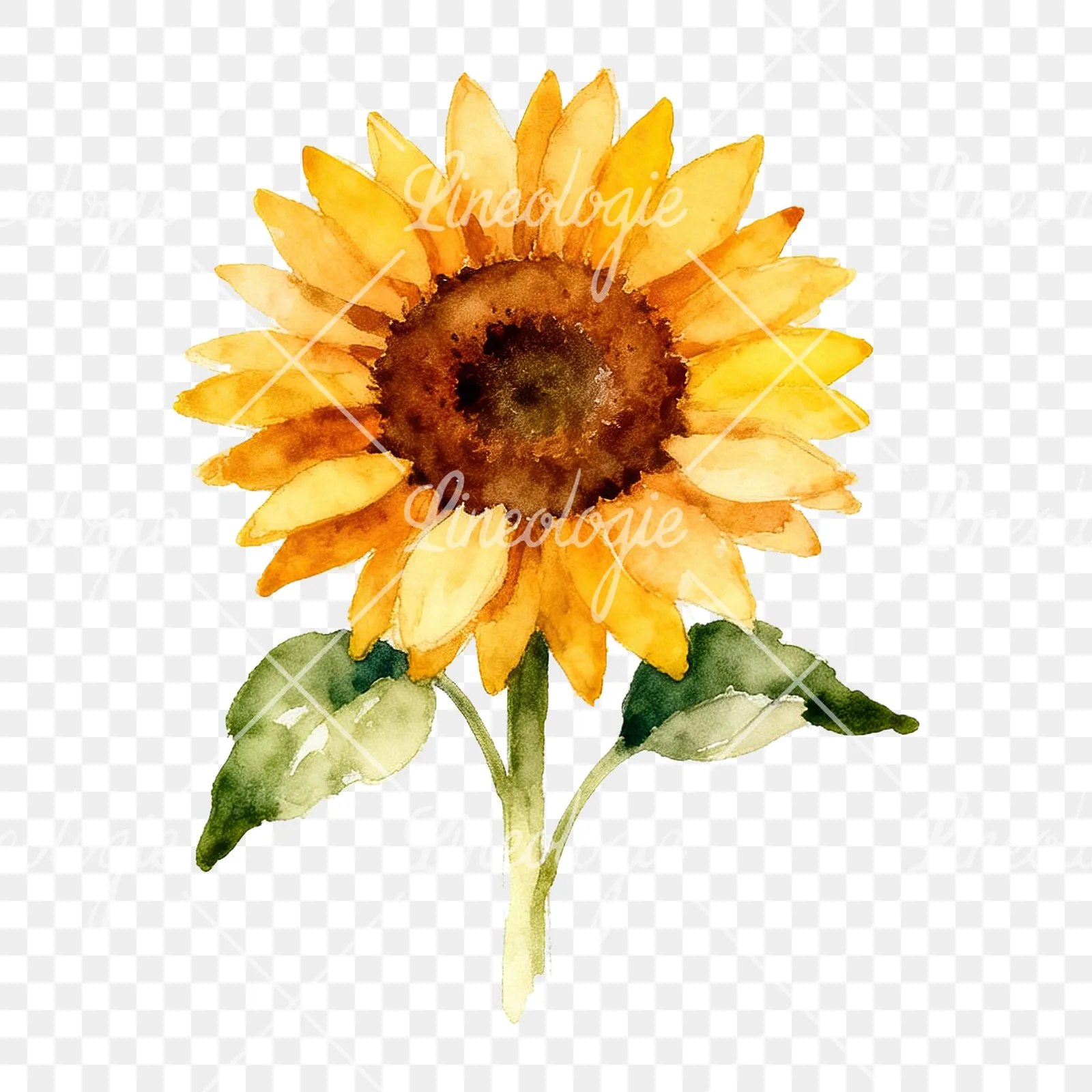 Watercolor sunflower cluster clipart 8 of 9 on a transparent background (PNG)