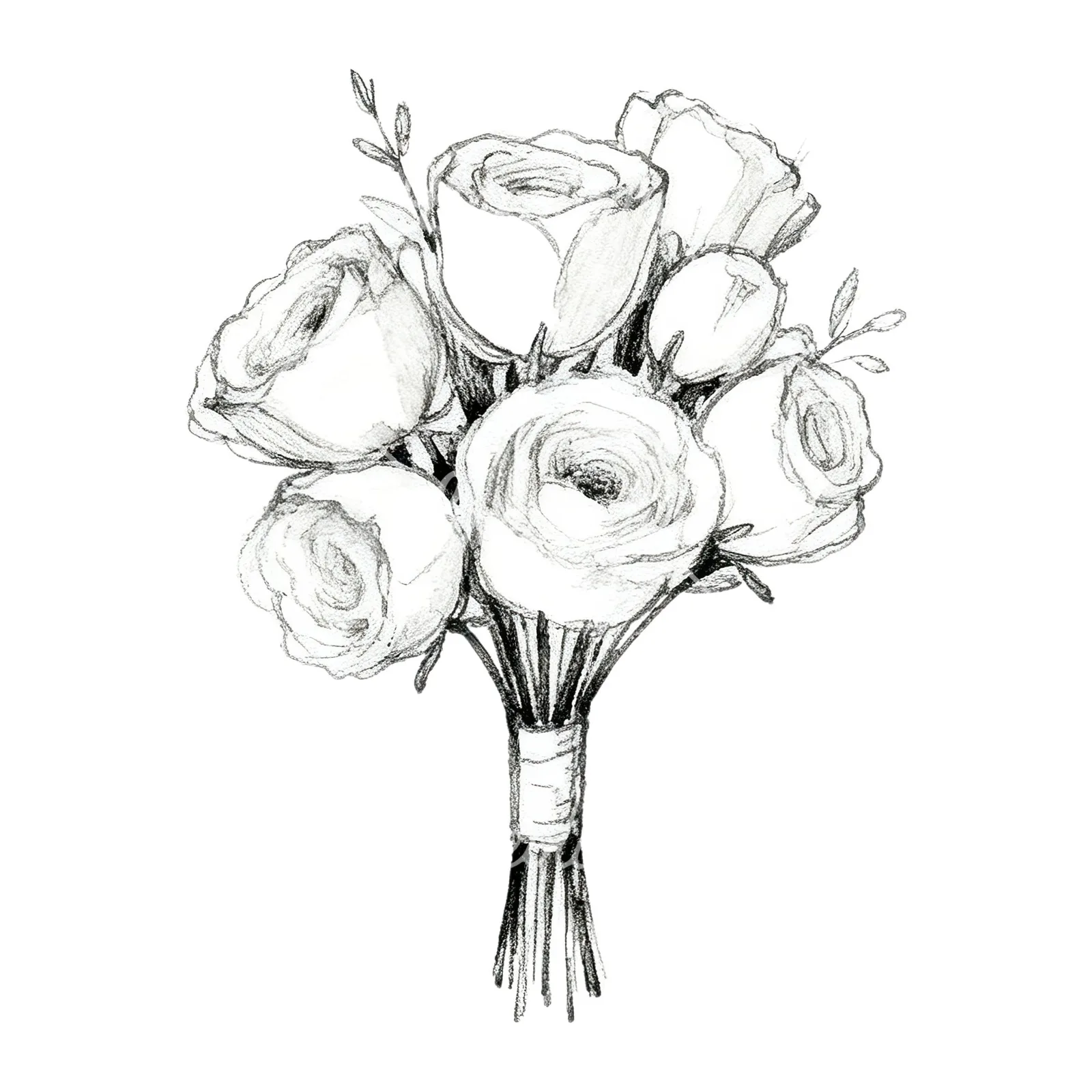 Watercolor white and dusty rose wedding bouquet clipart 2 of 9 on a white background (JPG)