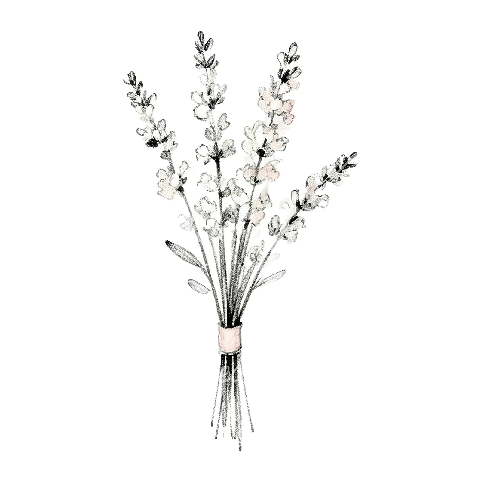 Watercolor white and pale pink wedding bouquet with lavender clipart 2 of 9 on a white background (JPG)