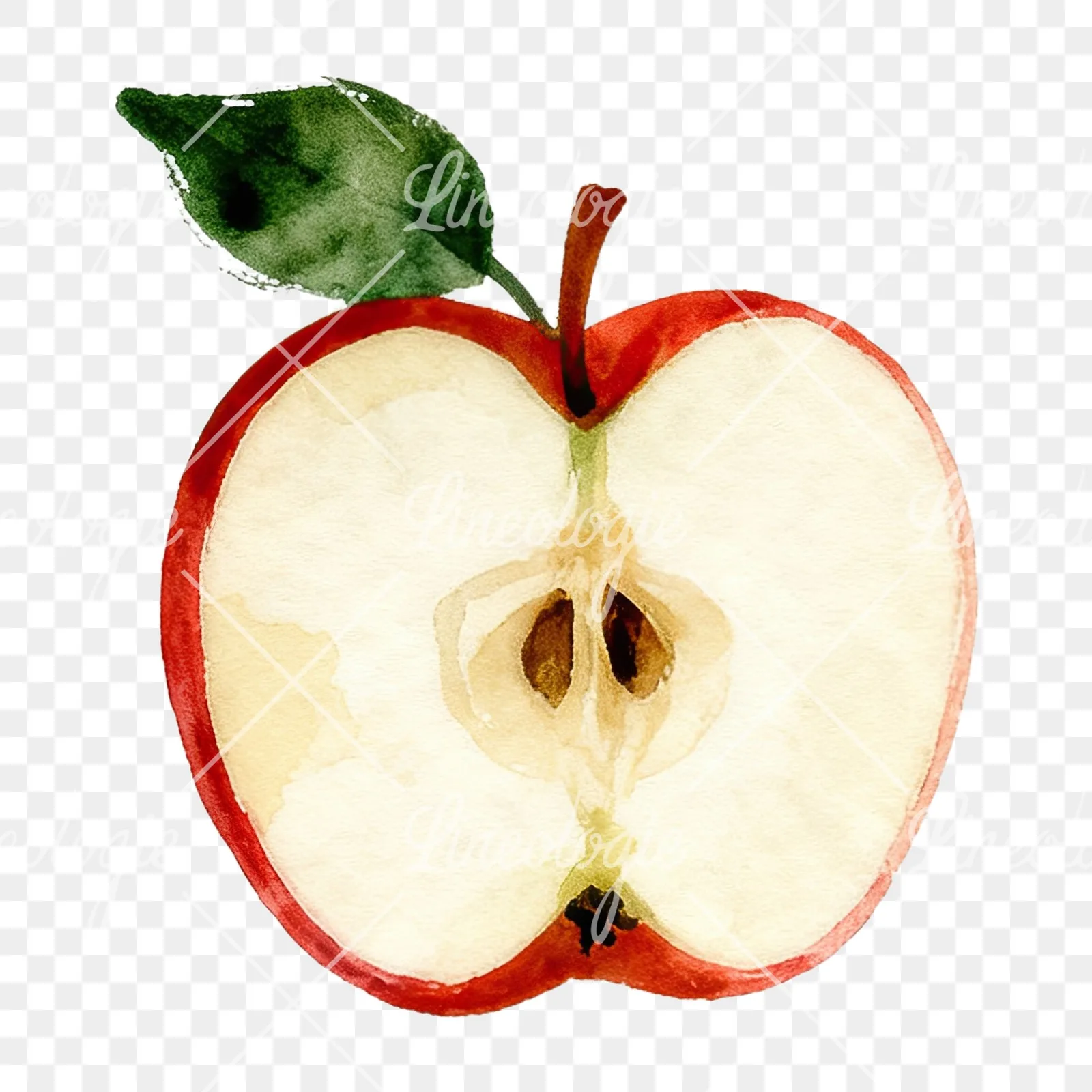 Watercolor apple branch clipart 6 of 14 on a transparent background (PNG)