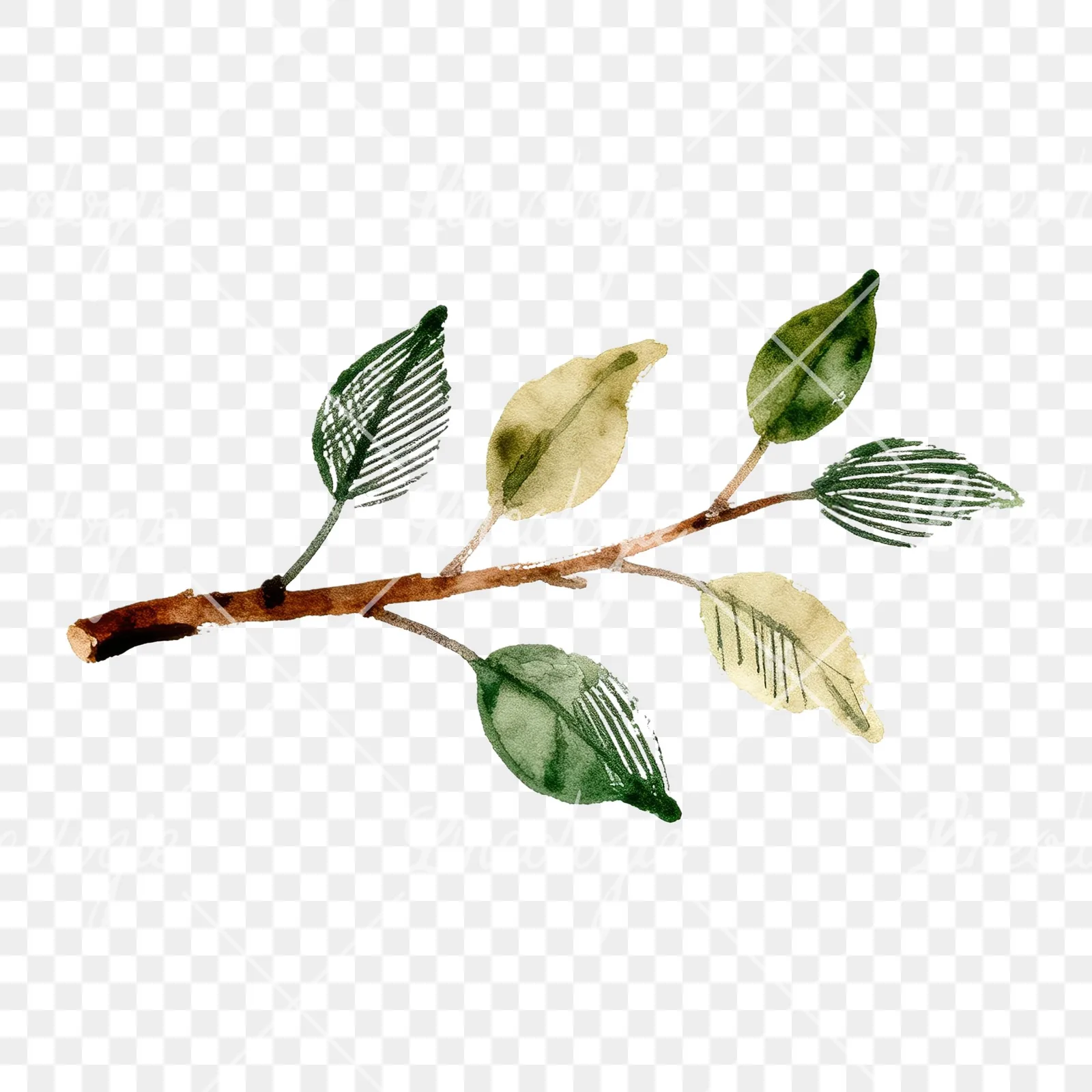 Watercolor apple branch clipart 14 of 14 on a transparent background (PNG)