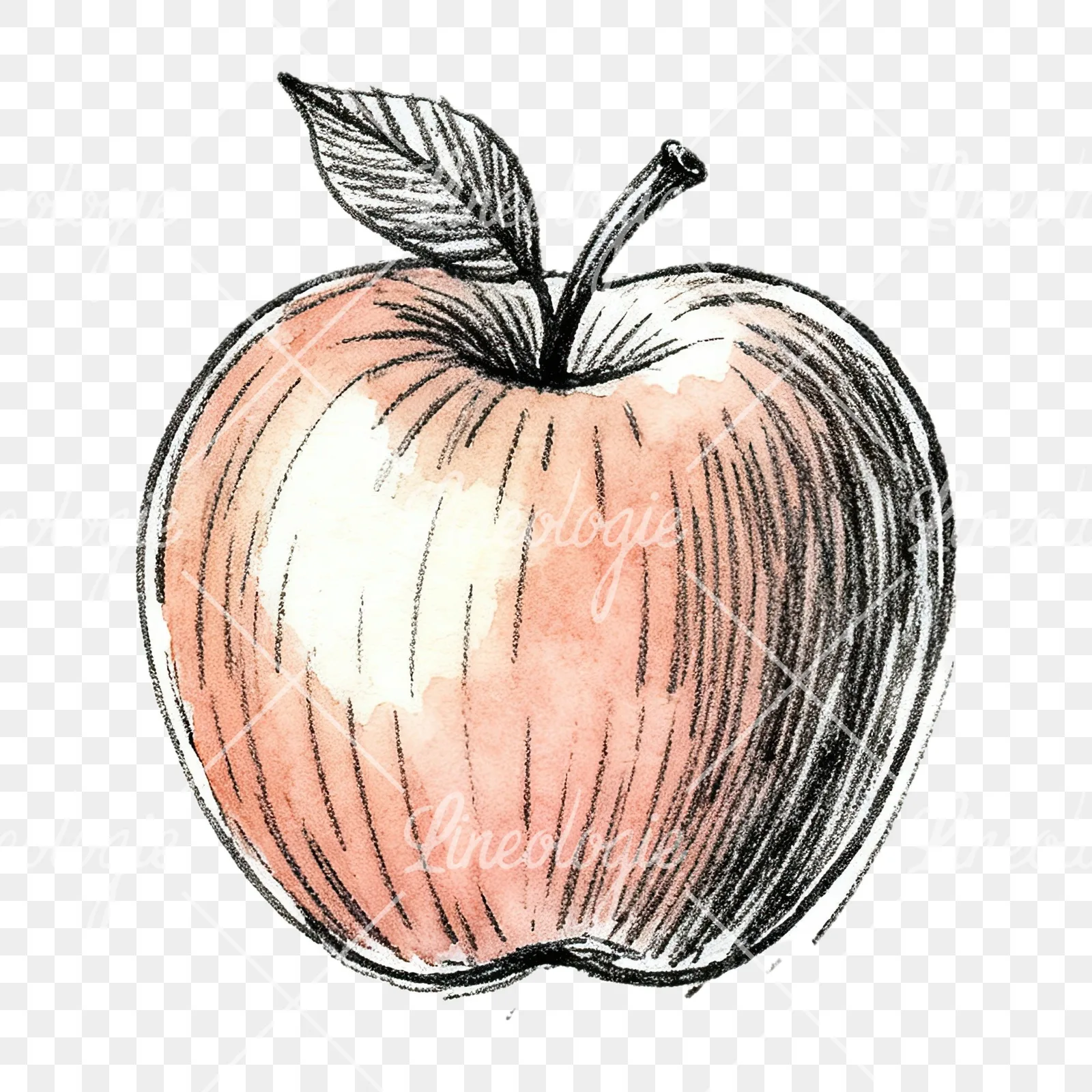 Watercolor red and green apple slices clipart 10 of 12 on a transparent background (PNG)