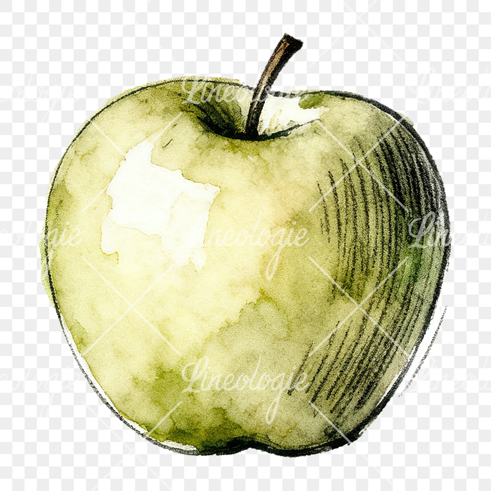 Watercolor red and green apple slices clipart 11 of 12 on a transparent background (PNG)