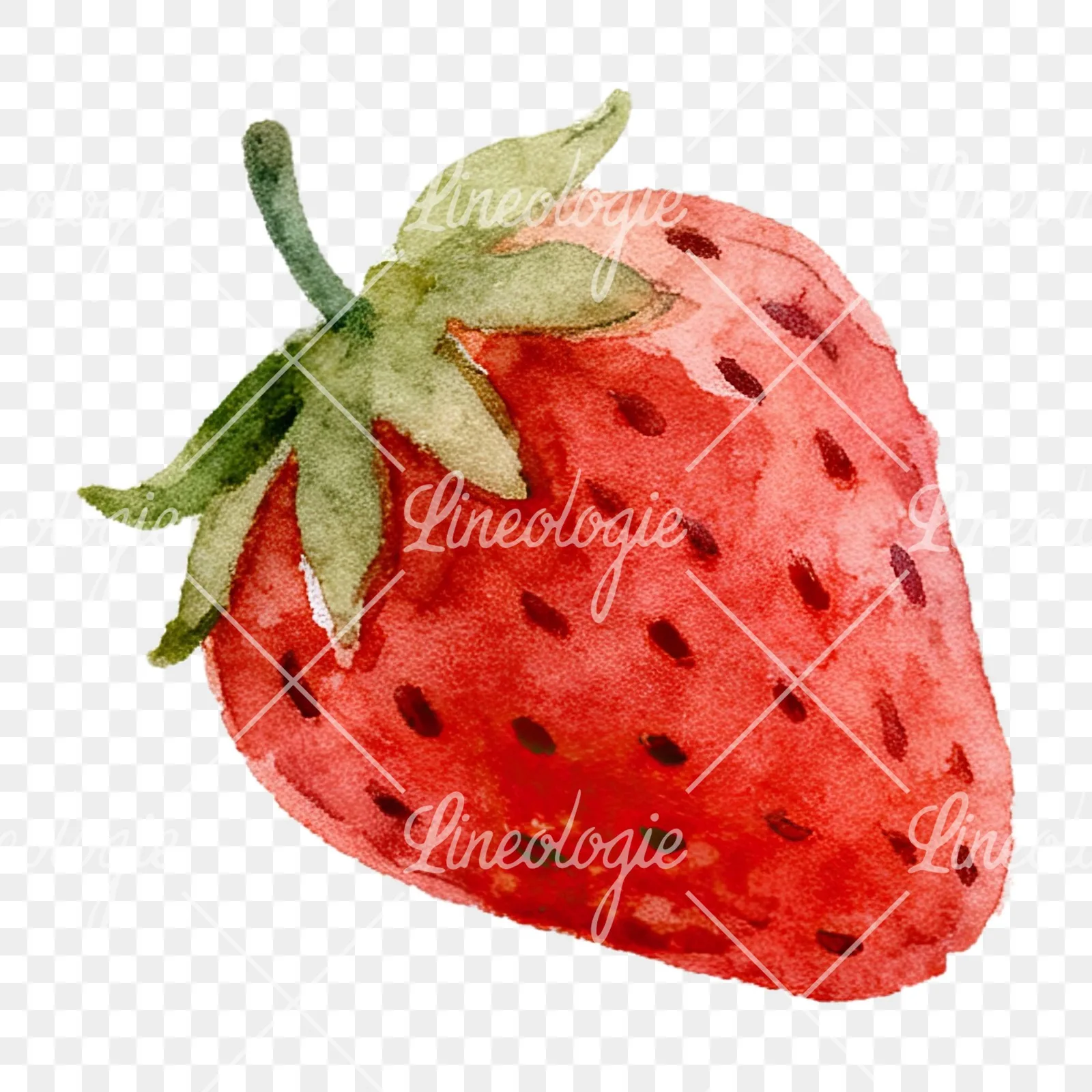 Watercolor sliced and whole strawberry clipart 10 of 12 on a transparent background (PNG)