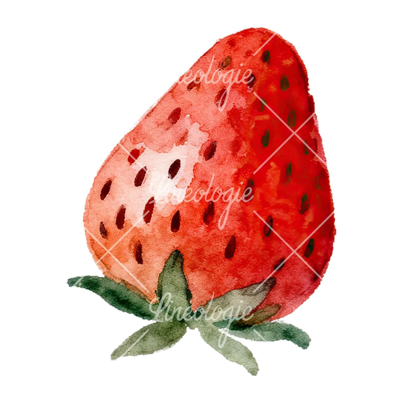 Watercolor sliced and whole strawberry clipart 11 of 12 on a white background (JPG)