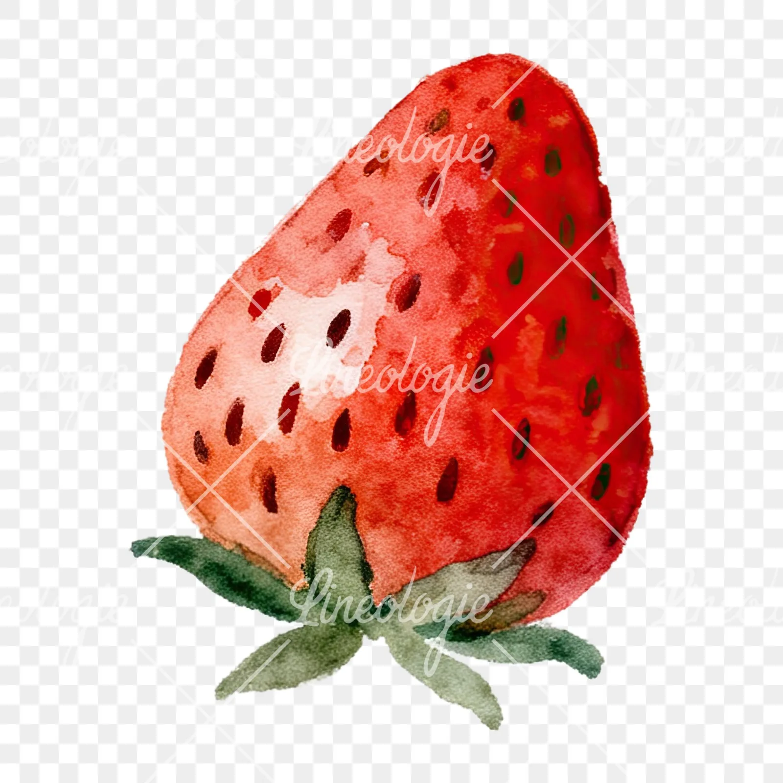 Watercolor sliced and whole strawberry clipart 11 of 12 on a transparent background (PNG)