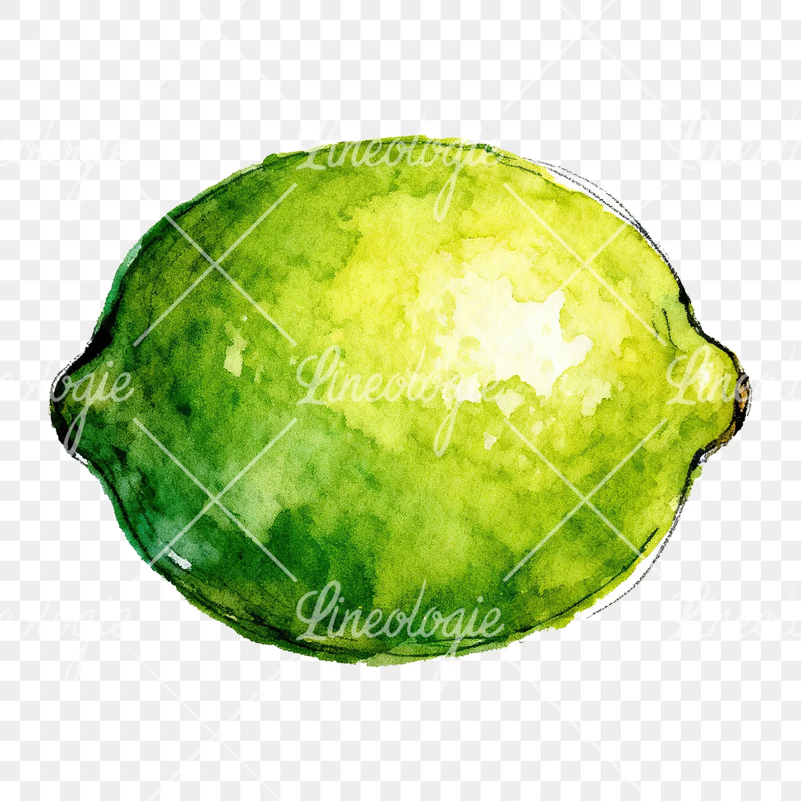 Watercolor lime with glossy skin clipart 6 of 6 on a transparent background (PNG)