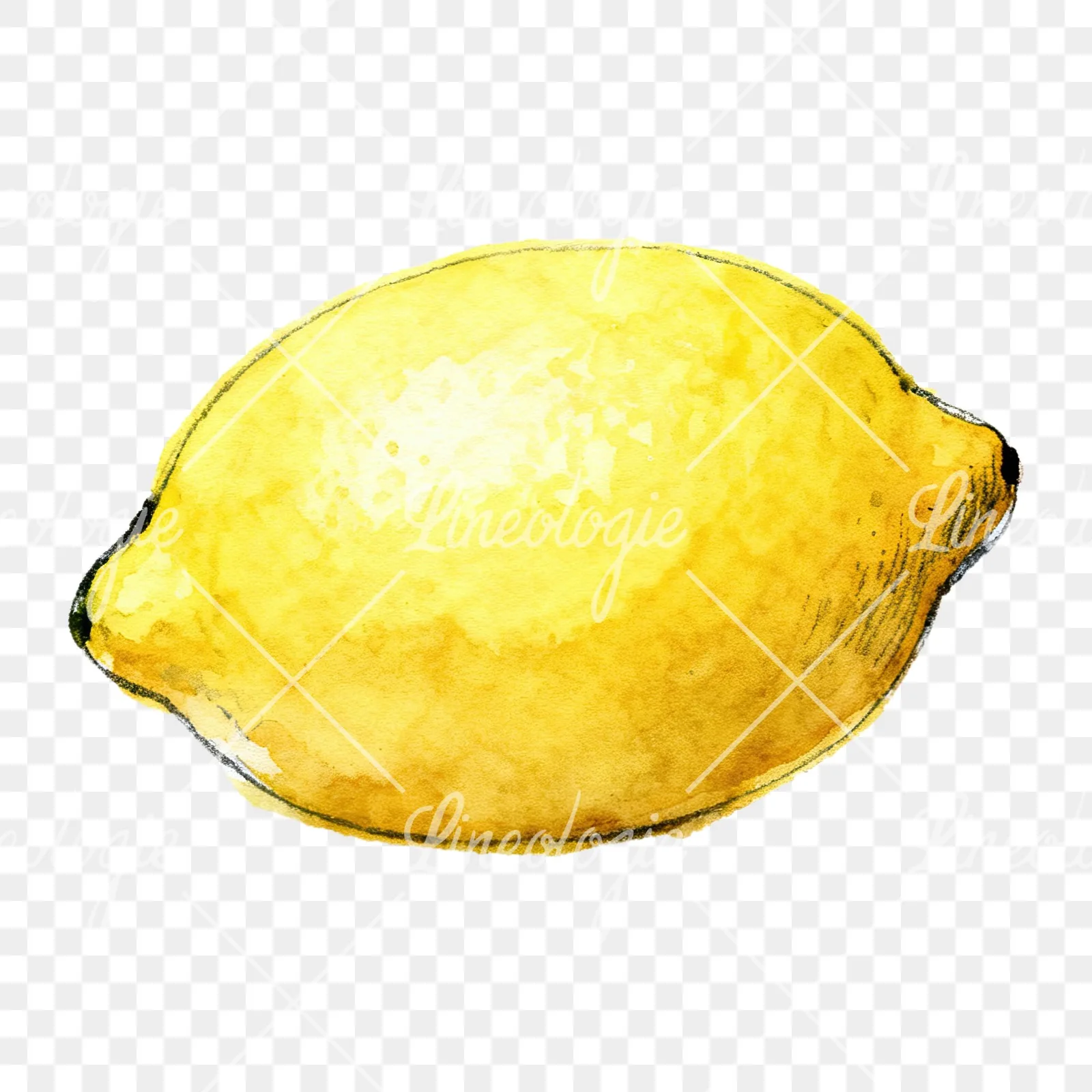 Watercolor sliced and whole lemon clipart 2 of 8 on a transparent background (PNG)