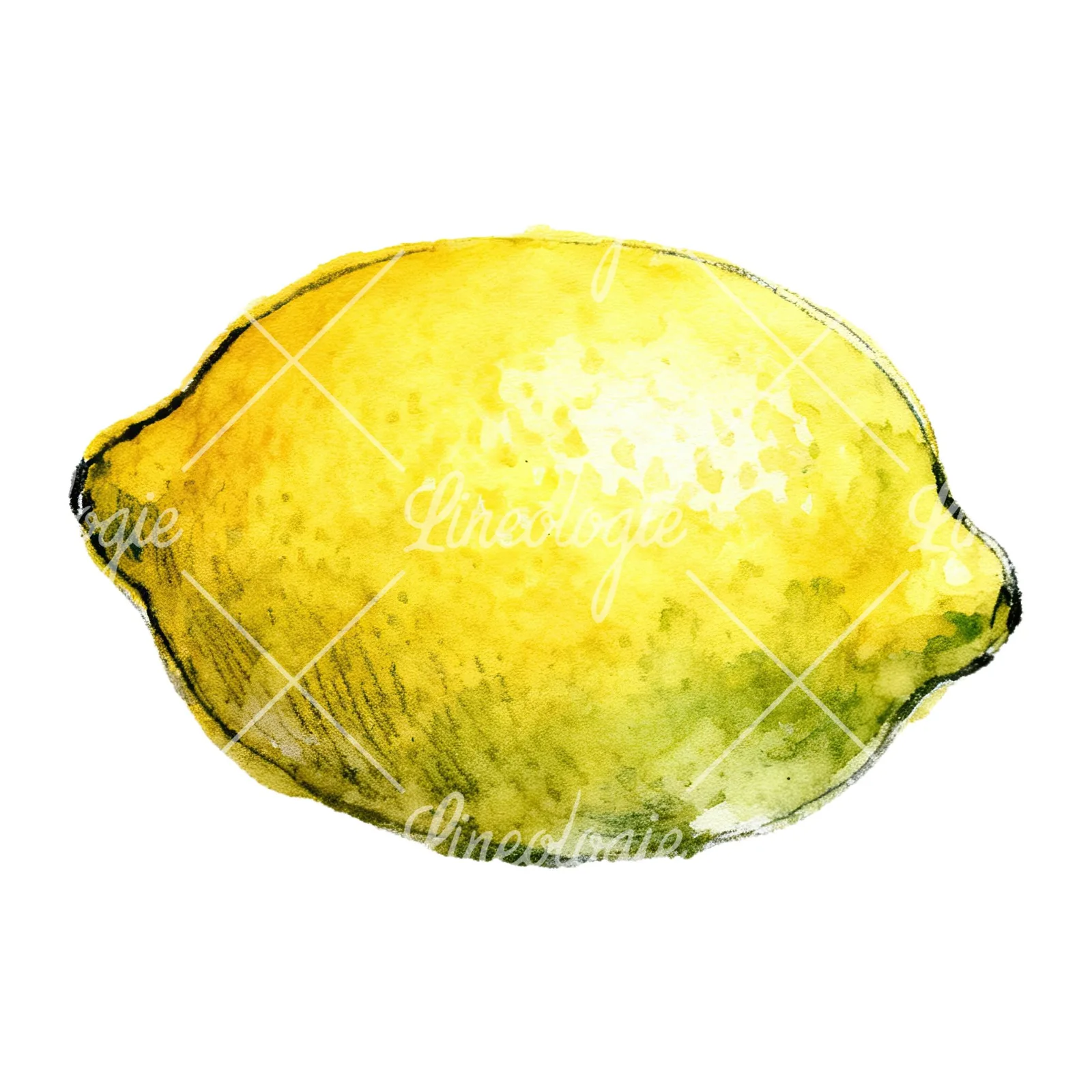Watercolor sliced and whole lemon clipart 3 of 8 on a white background (JPG)
