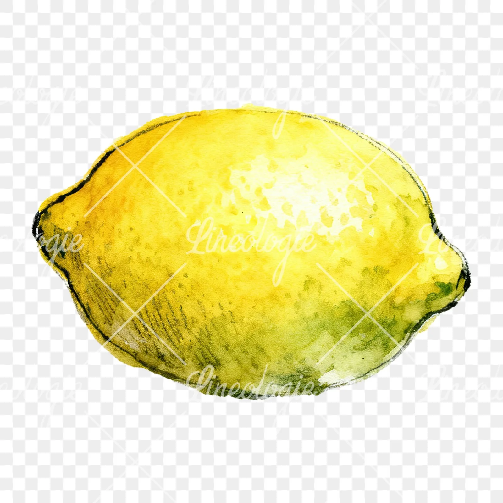 Watercolor sliced and whole lemon clipart 3 of 8 on a transparent background (PNG)