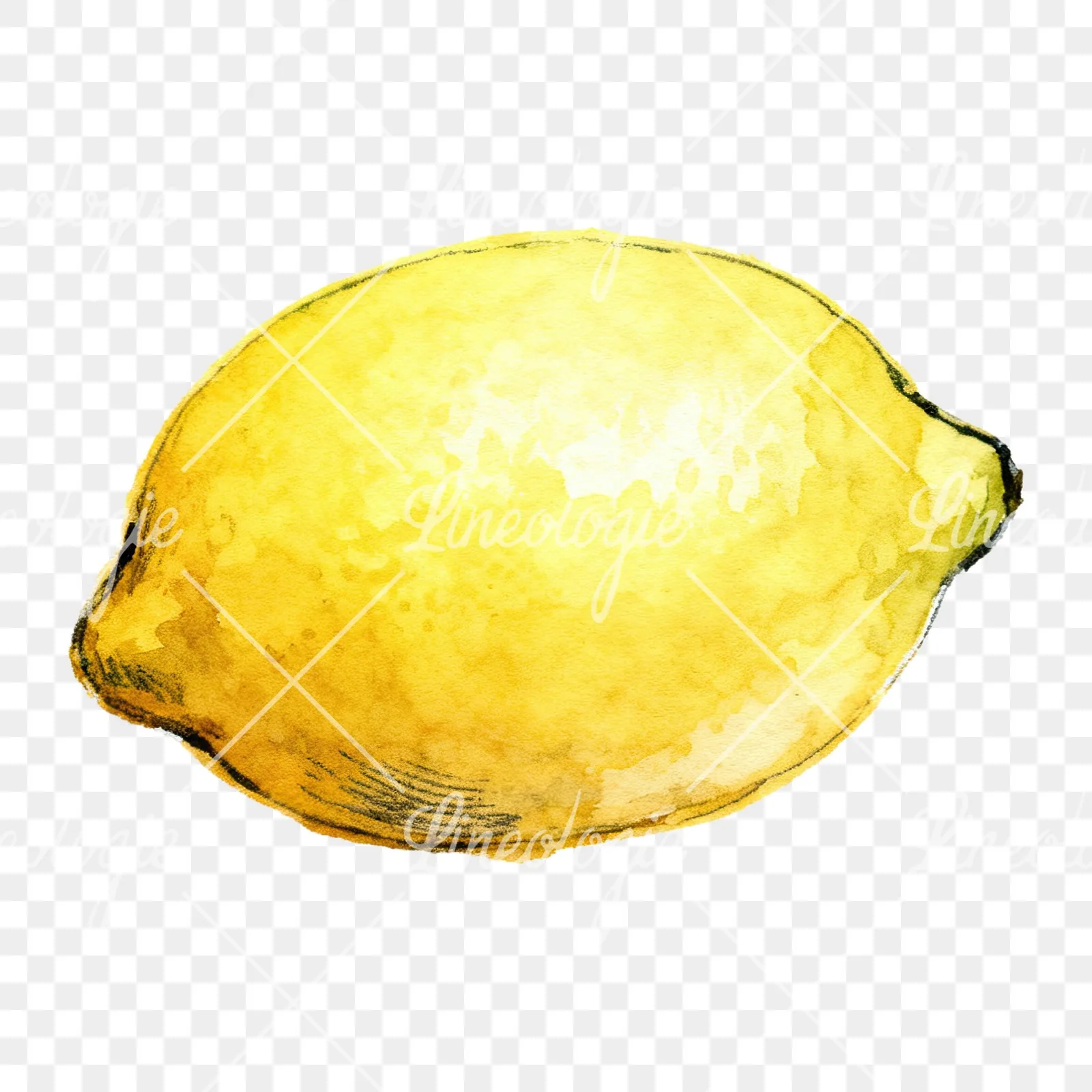 Watercolor sliced and whole lemon clipart 6 of 8 on a transparent background (PNG)