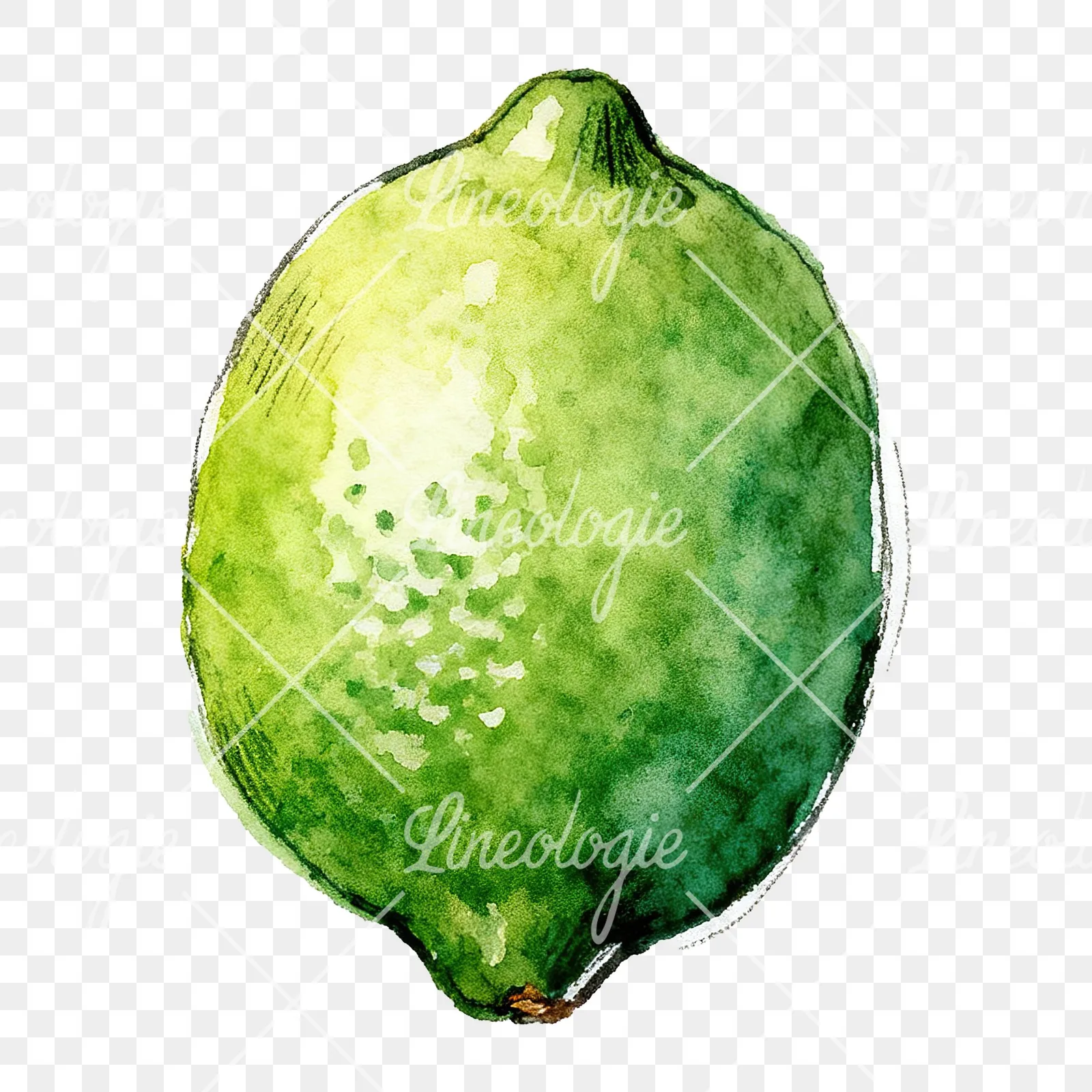 Watercolor lime with top-down slices clipart 1 of 9 on a transparent background (PNG)