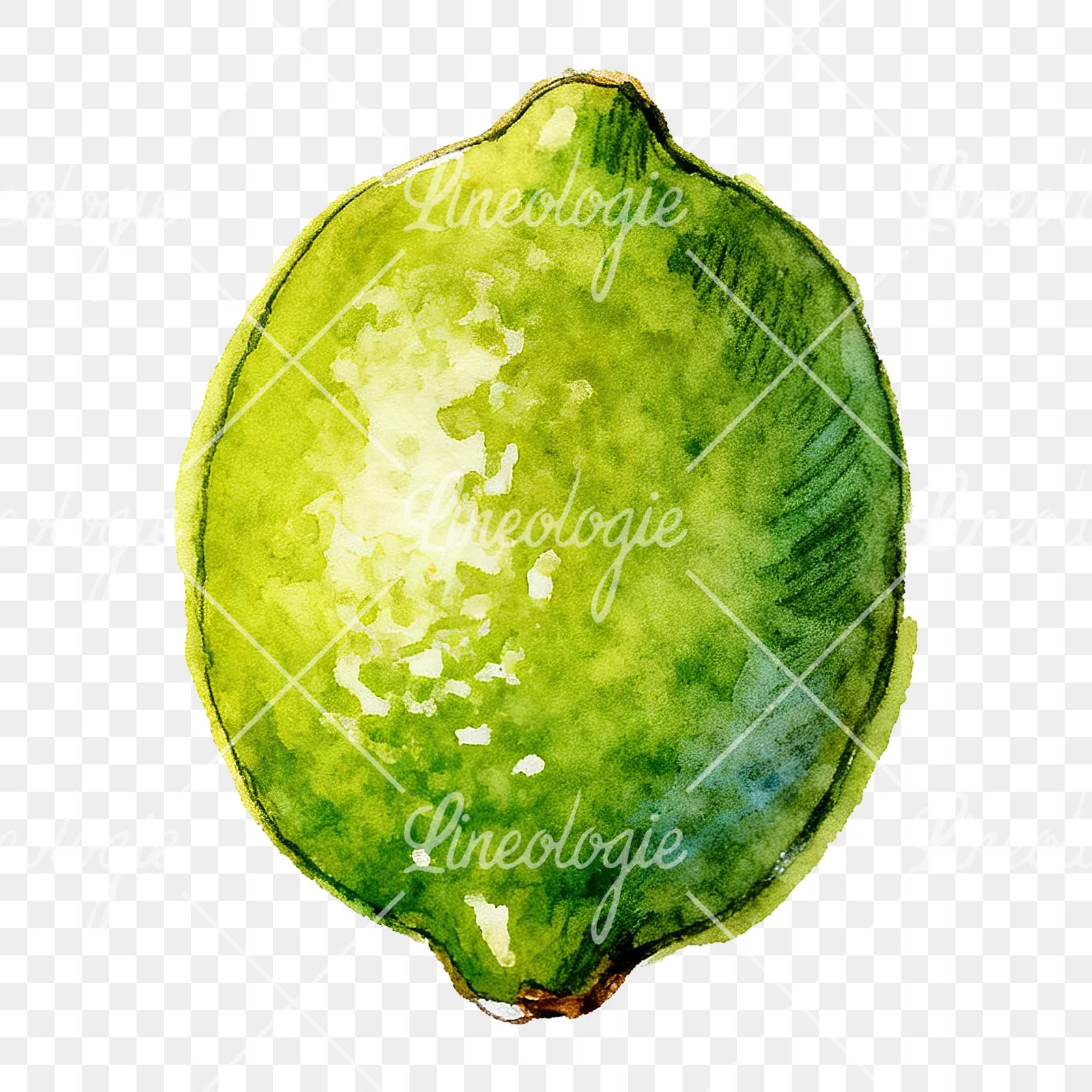 Watercolor lime with top-down slices clipart 2 of 9 on a transparent background (PNG)