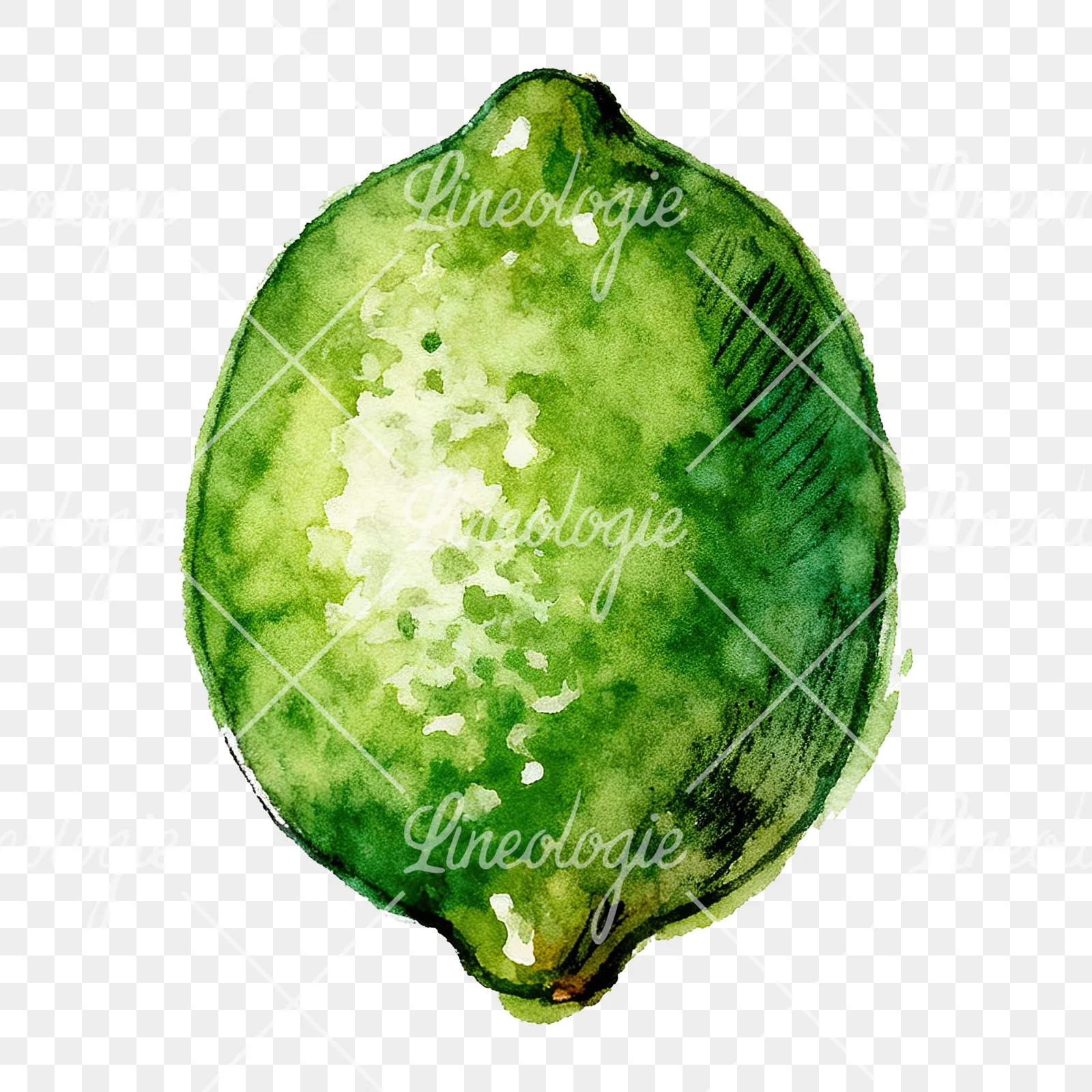 Watercolor lime with top-down slices clipart 8 of 9 on a transparent background (PNG)