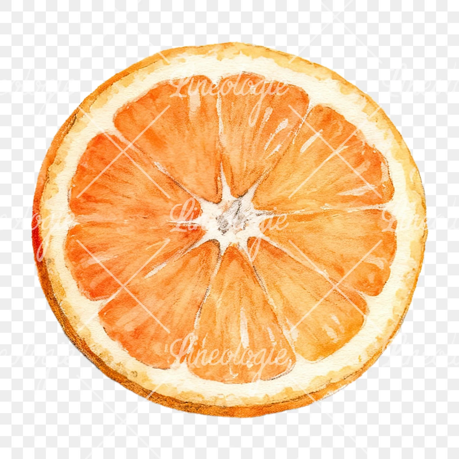 Watercolor orange fruit clipart 3 of 9 on a transparent background (PNG)