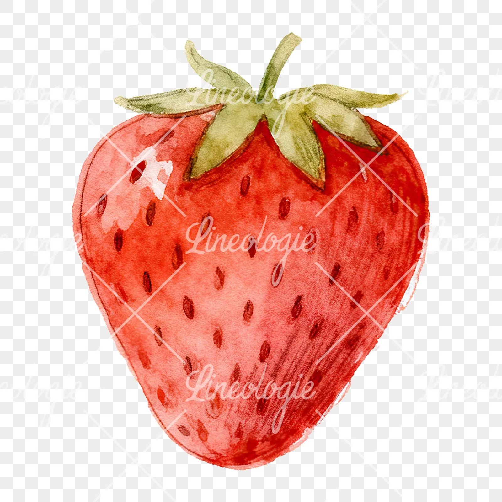 Watercolor strawberry fruit clipart 2 of 9 on a transparent background (PNG)