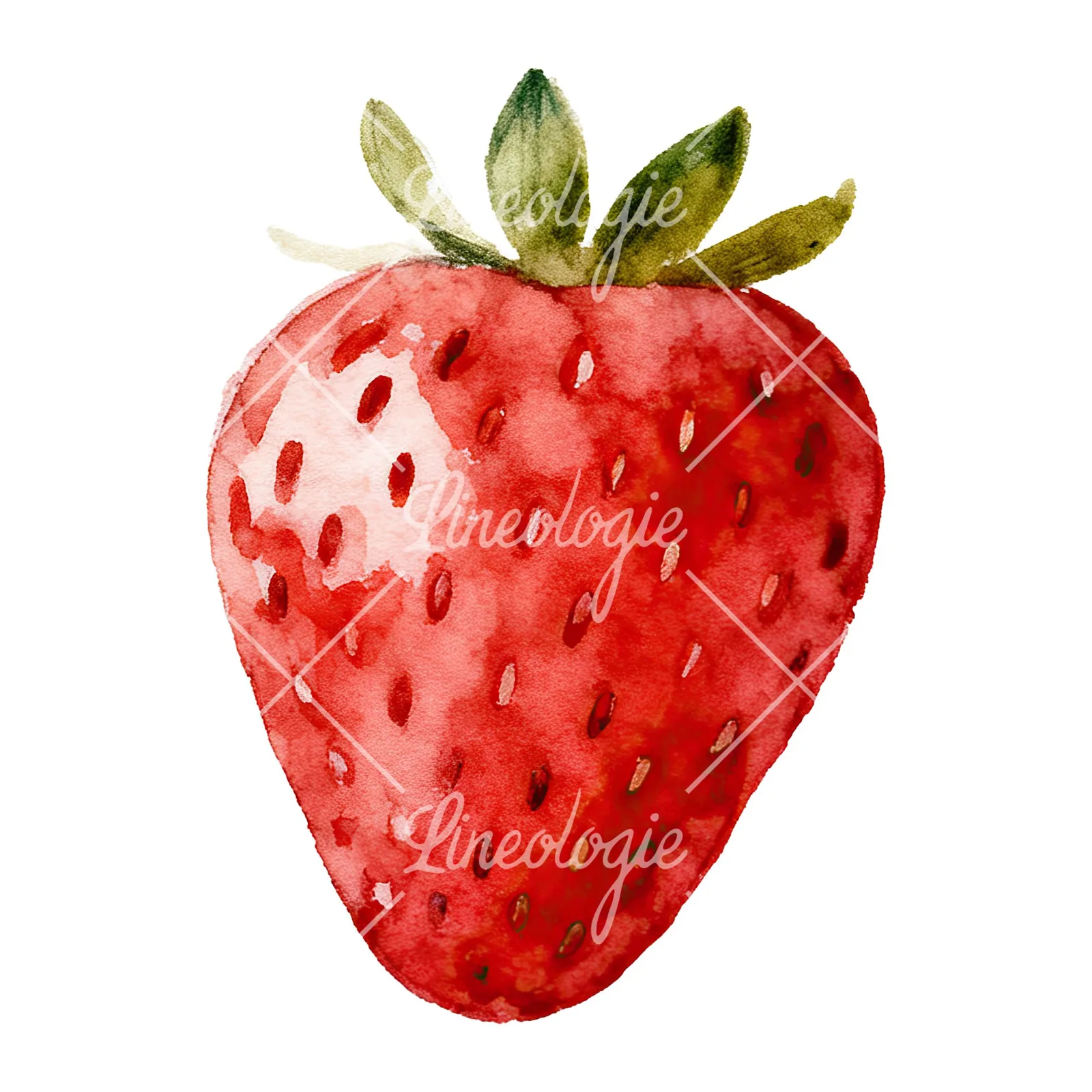 Watercolor strawberry fruit clipart 3 of 9 on a white background (JPG)