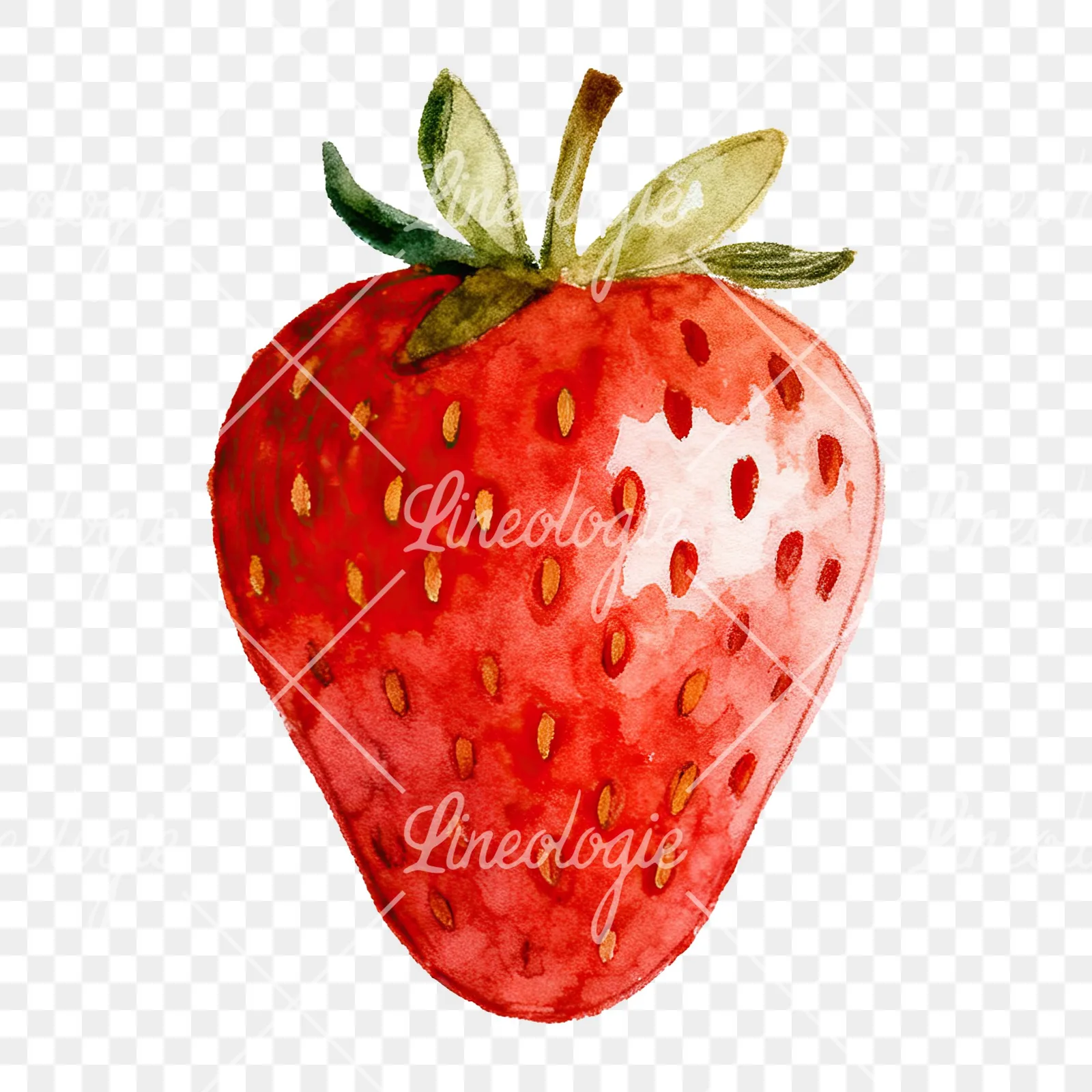 Watercolor strawberry fruit clipart 4 of 9 on a transparent background (PNG)