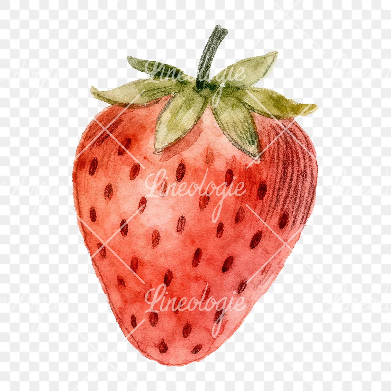 Watercolor strawberry fruit clipart 6 of 9 on a transparent background (PNG)