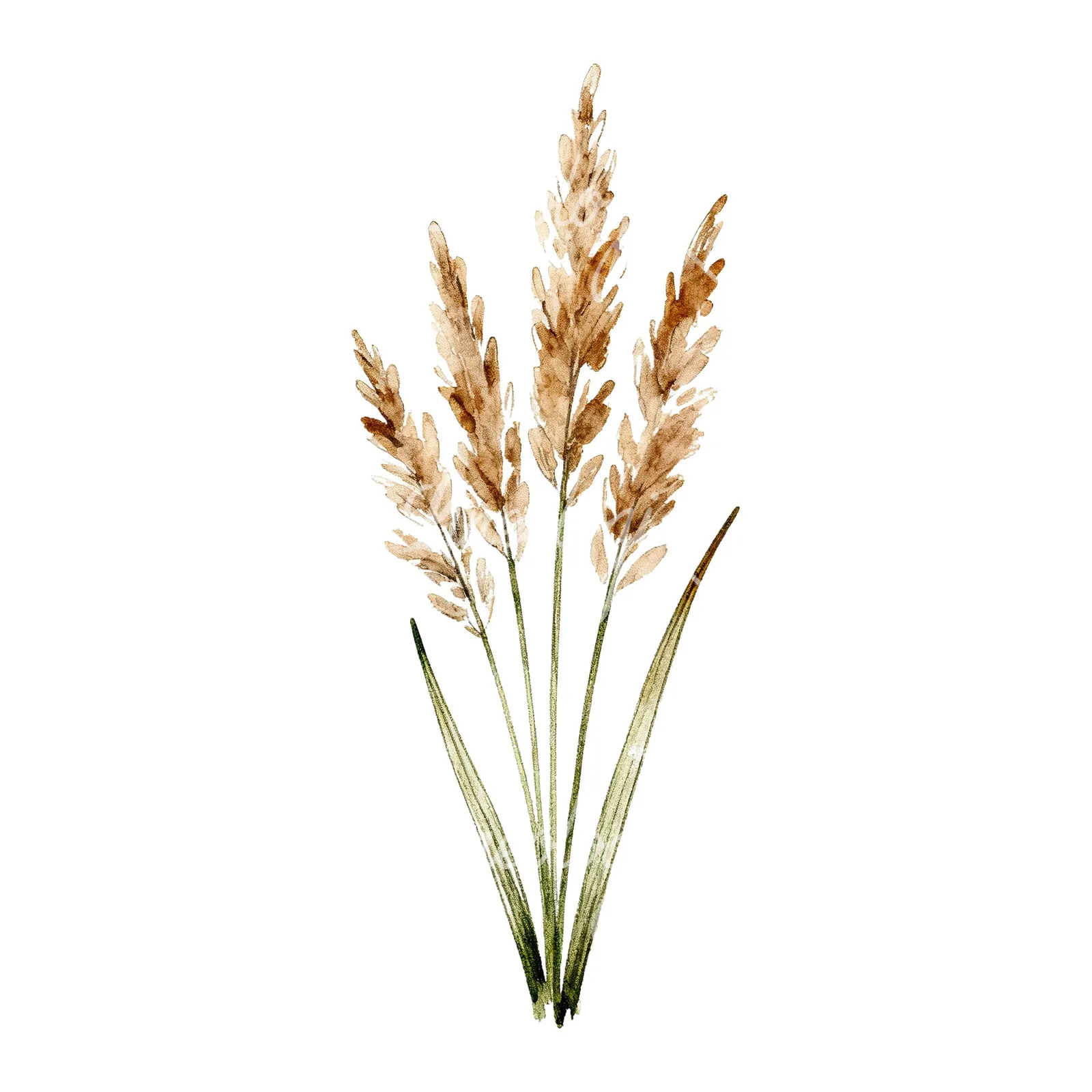 Watercolor pampas grass sketch clipart 3 of 6 on a white background (JPG)