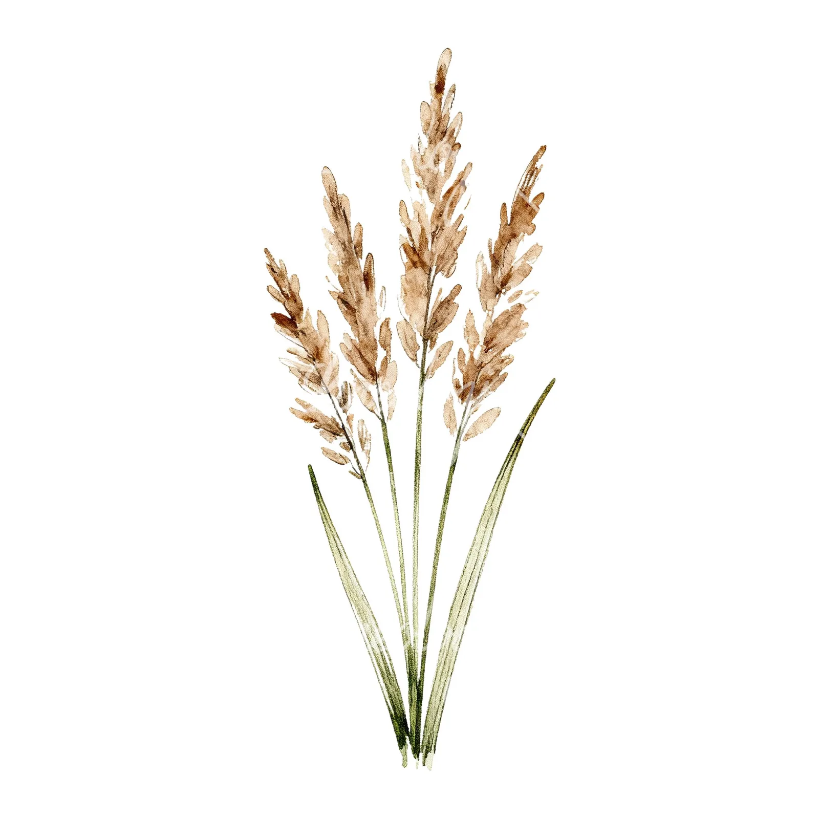Watercolor pampas grass sketch clipart 6 of 6 on a white background (JPG)