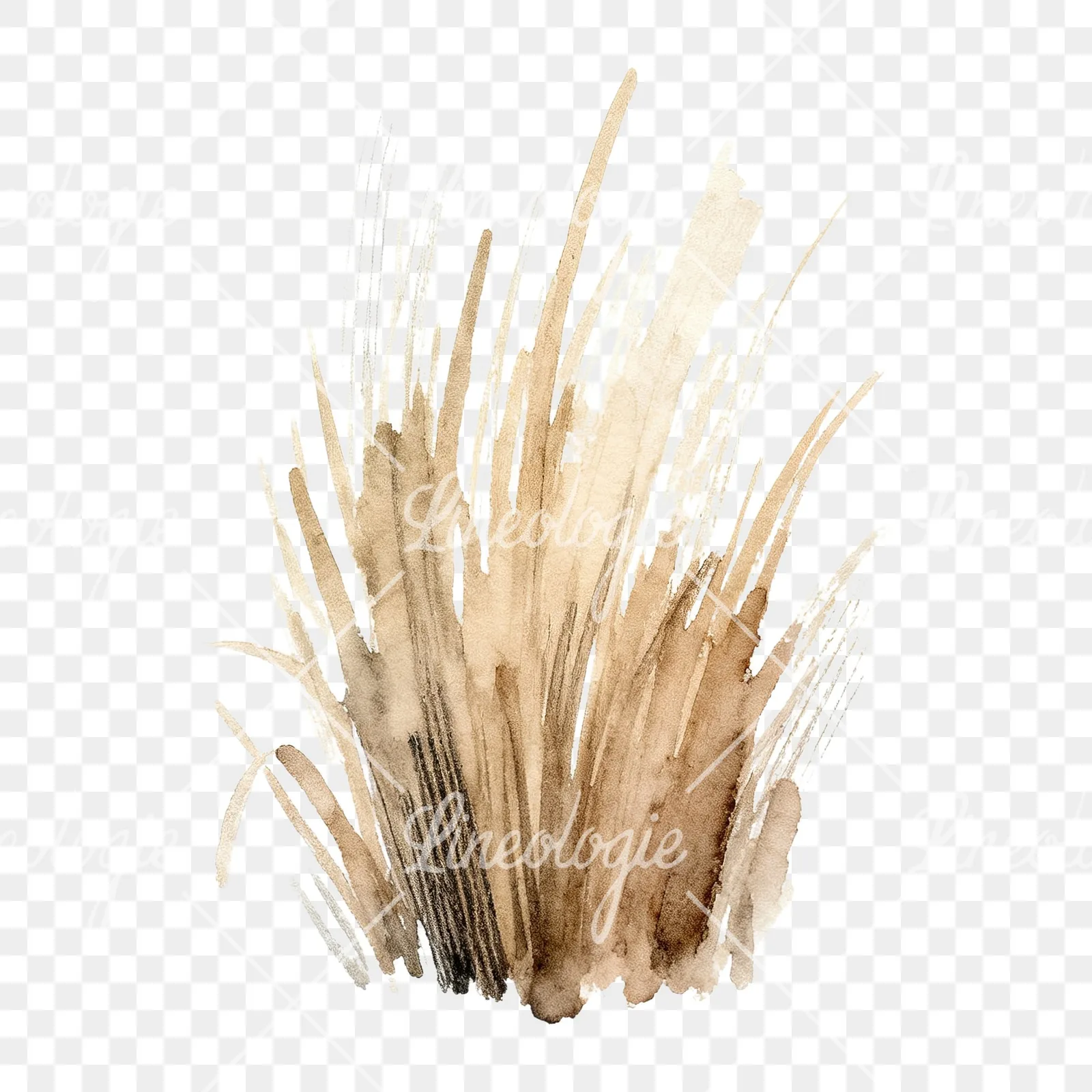 Watercolor dried grass clipart 2 of 9 on a transparent background (PNG)