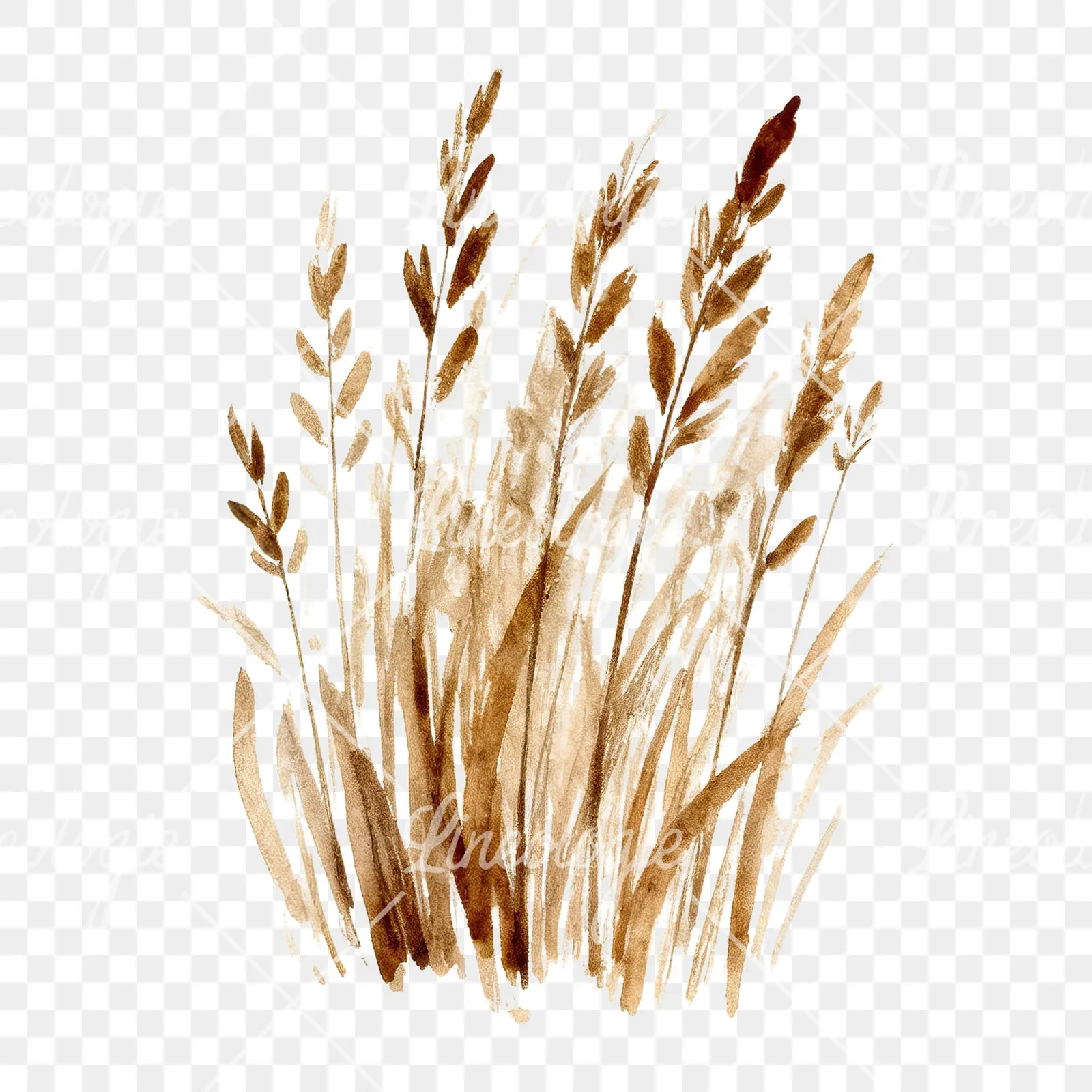 Watercolor dried grass clipart 4 of 9 on a transparent background (PNG)