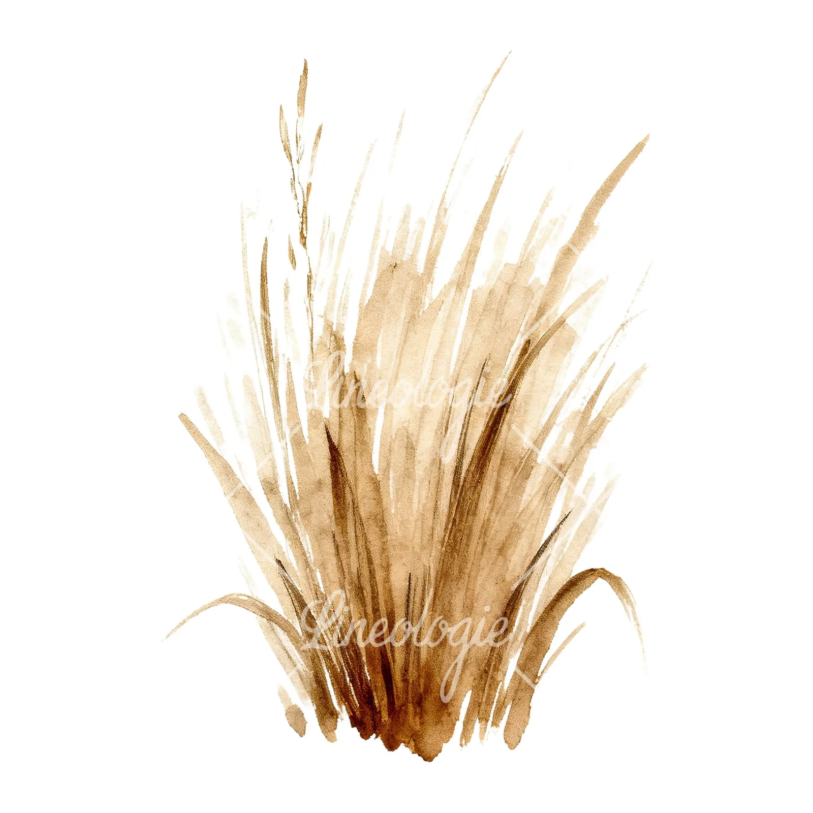 Watercolor dried grass clipart 5 of 9 on a white background (JPG)