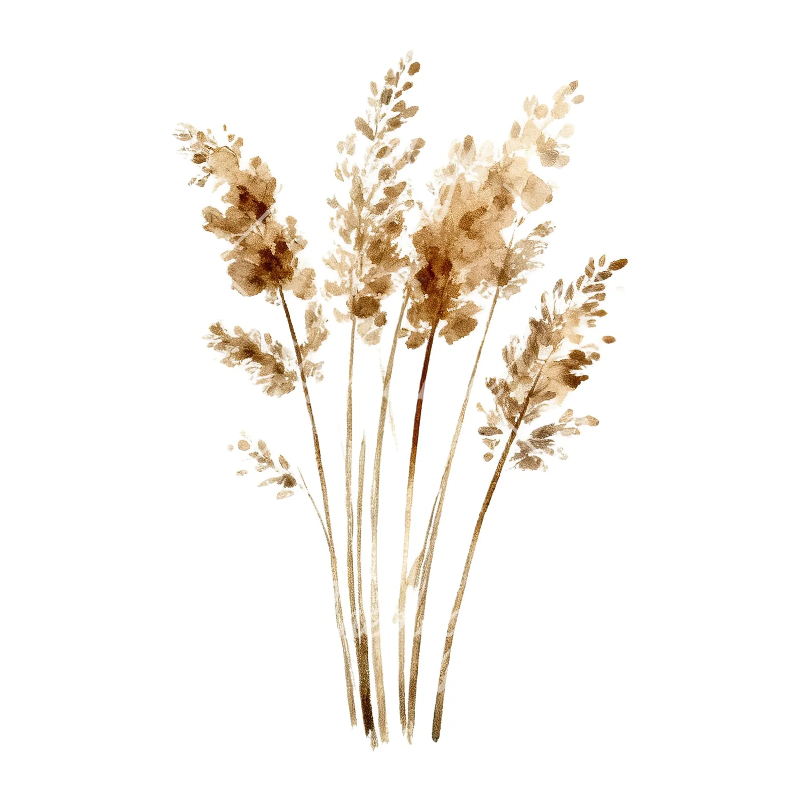 Watercolor dried grass clipart 6 of 9 on a white background (JPG)