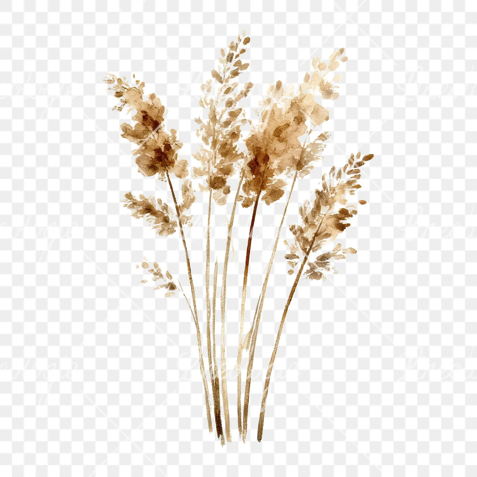 Watercolor dried grass clipart 6 of 9 on a transparent background (PNG)