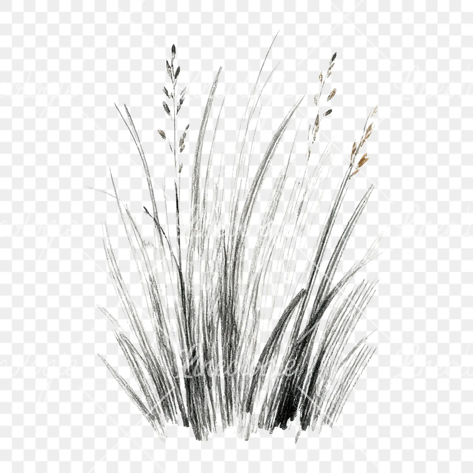 Watercolor dried grass clipart 8 of 9 on a transparent background (PNG)