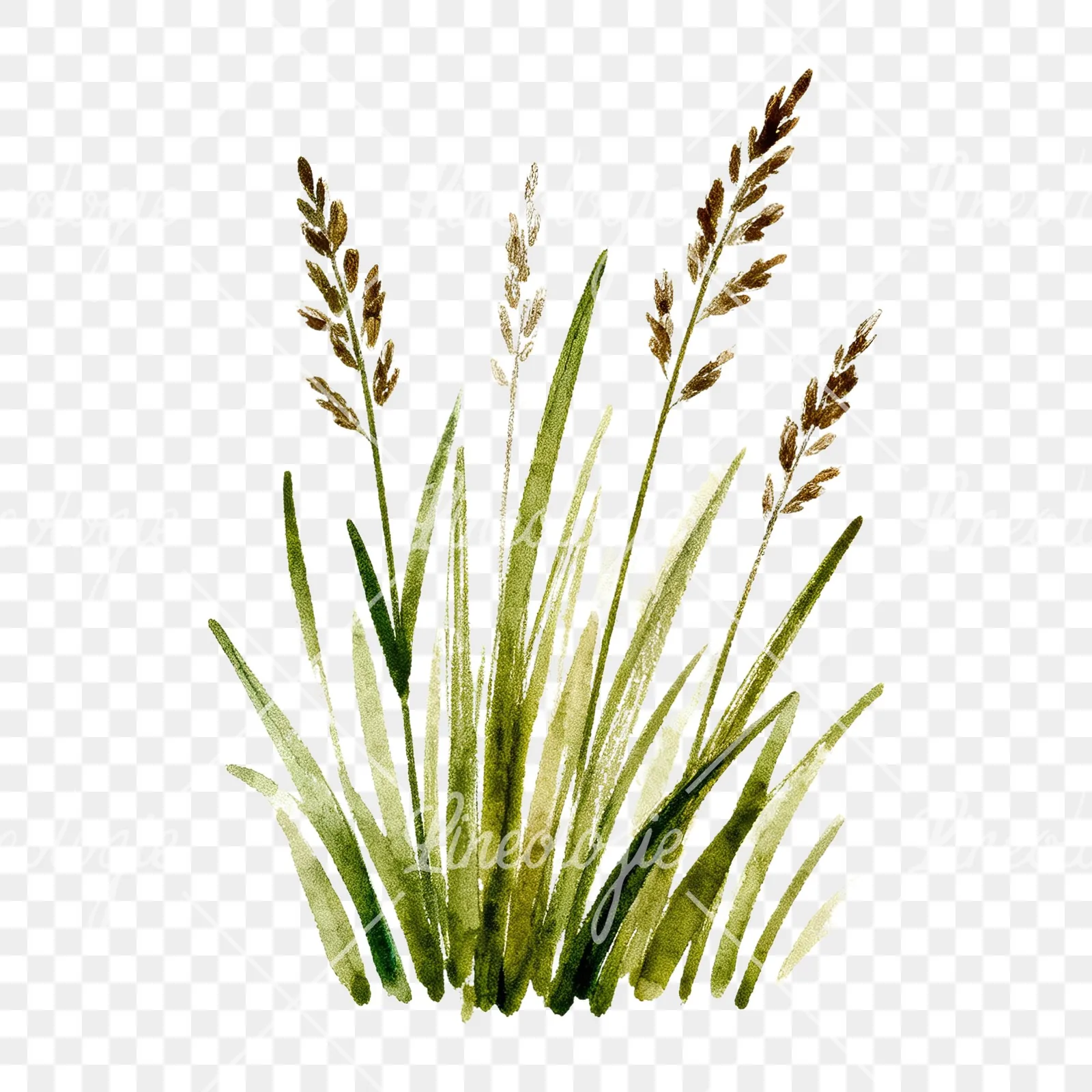 Watercolor tall meadow grass clipart 5 of 9 on a transparent background (PNG)