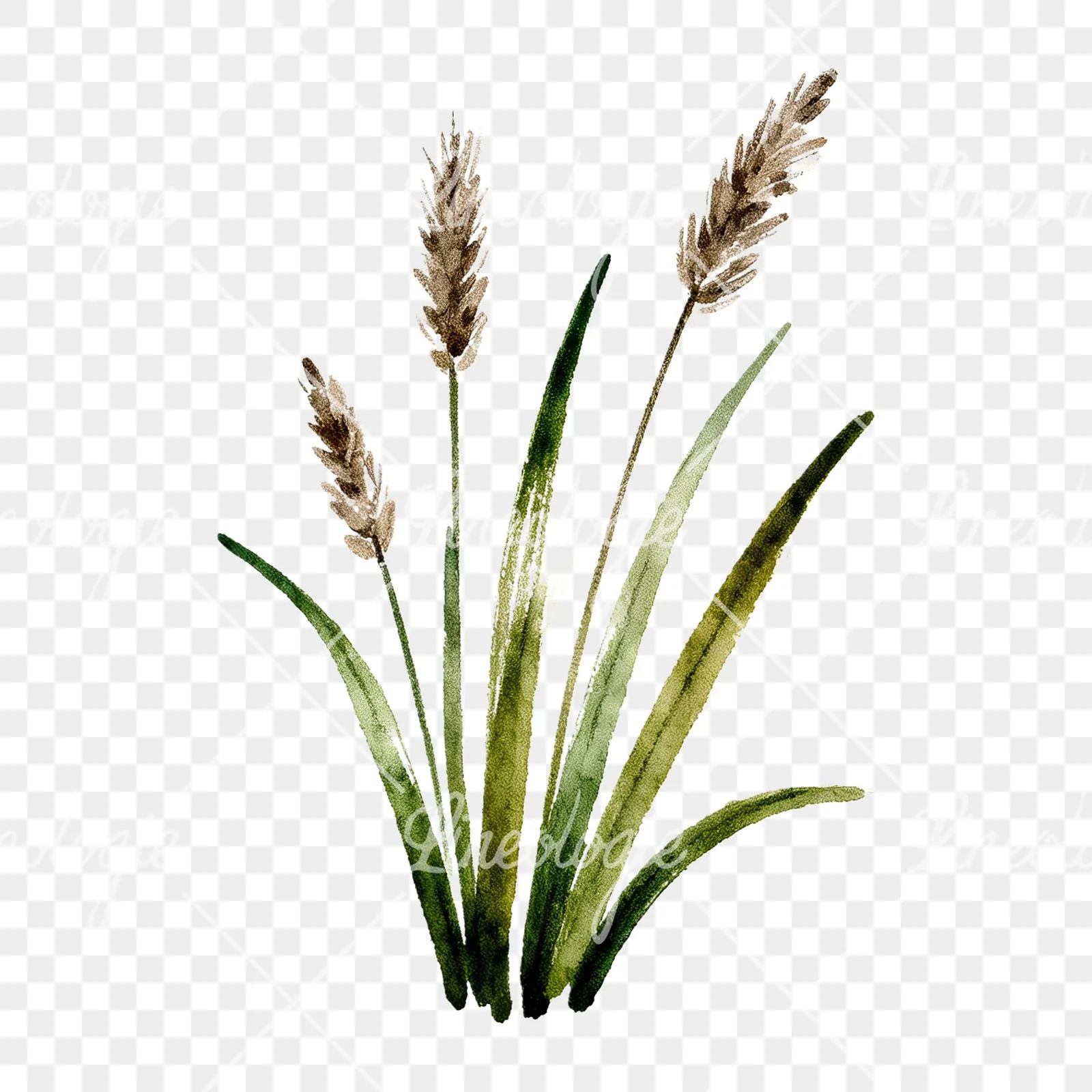 Watercolor tall meadow grass clipart 9 of 9 on a transparent background (PNG)
