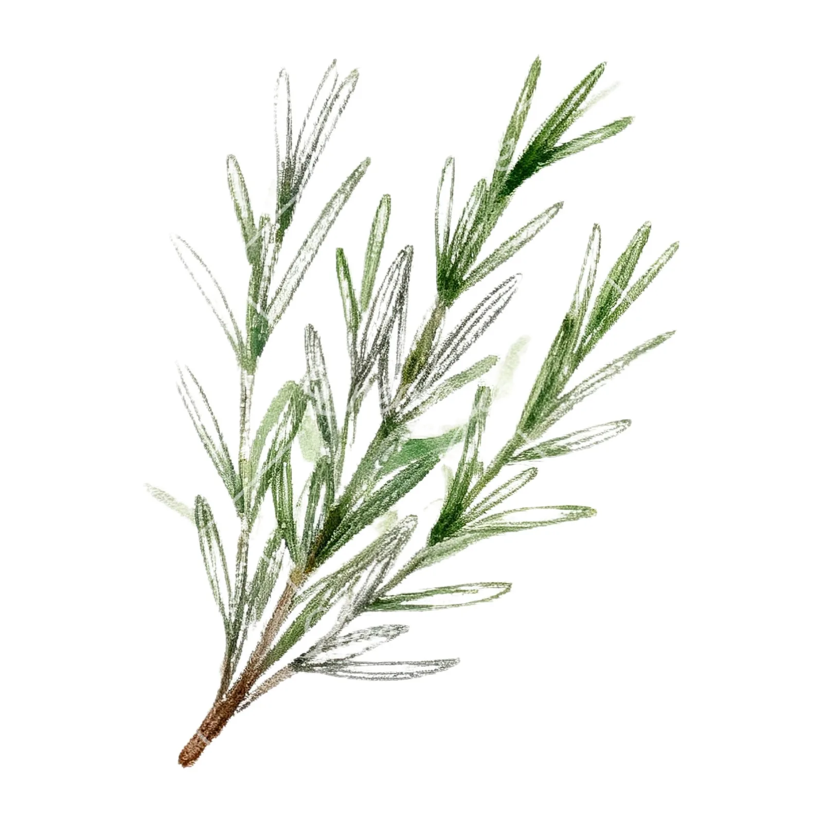Watercolor herb sprig and cluster clipart 3 of 12 on a white background (JPG)