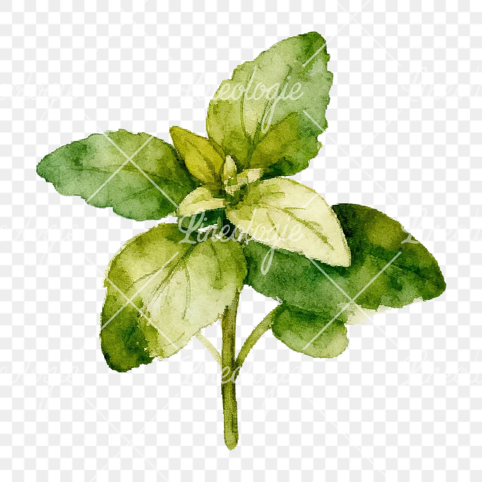 Watercolor herb sprig and cluster clipart 4 of 12 on a transparent background (PNG)
