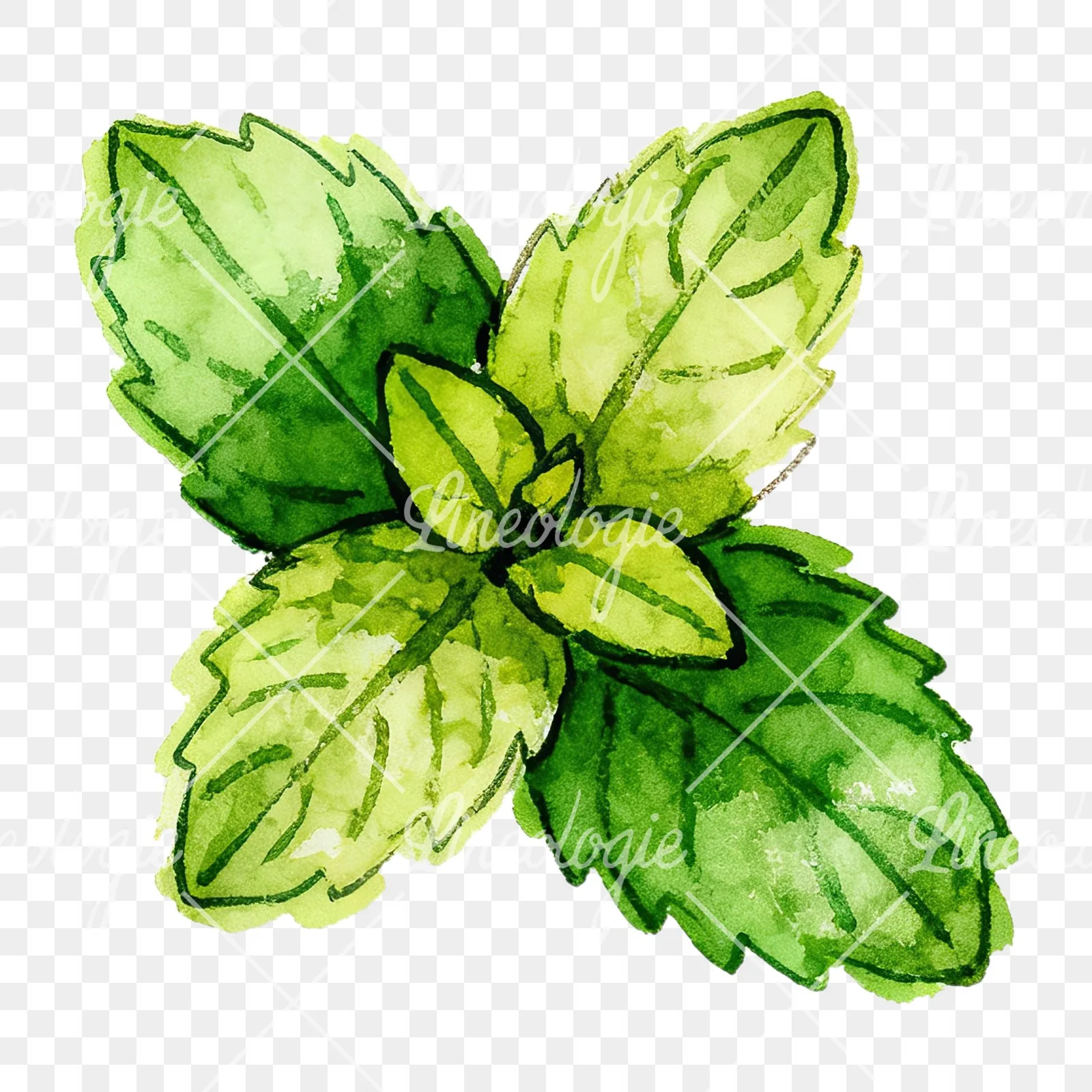 Watercolor mint clipart 1 of 12 on a transparent background (PNG)