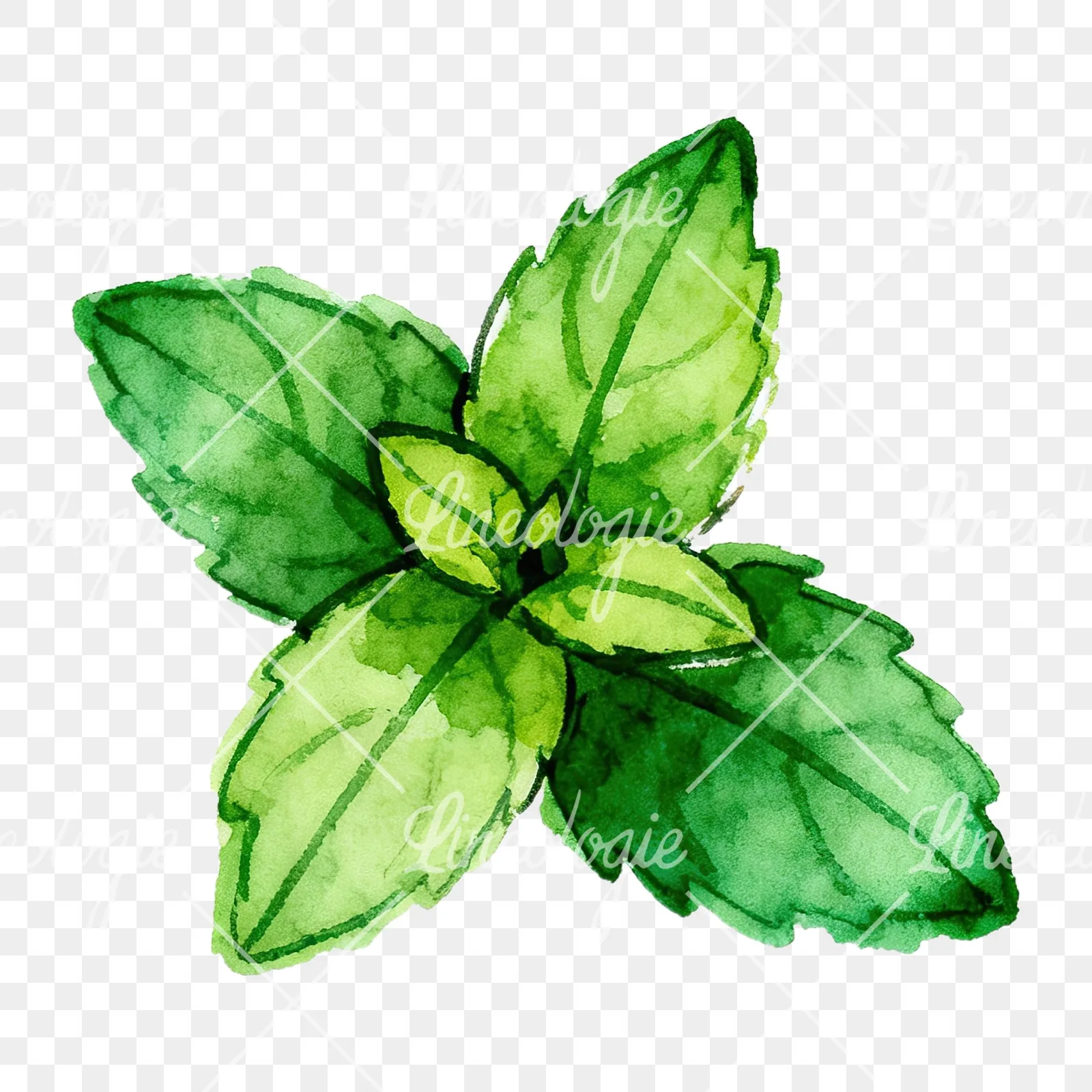 Watercolor mint clipart 3 of 12 on a transparent background (PNG)