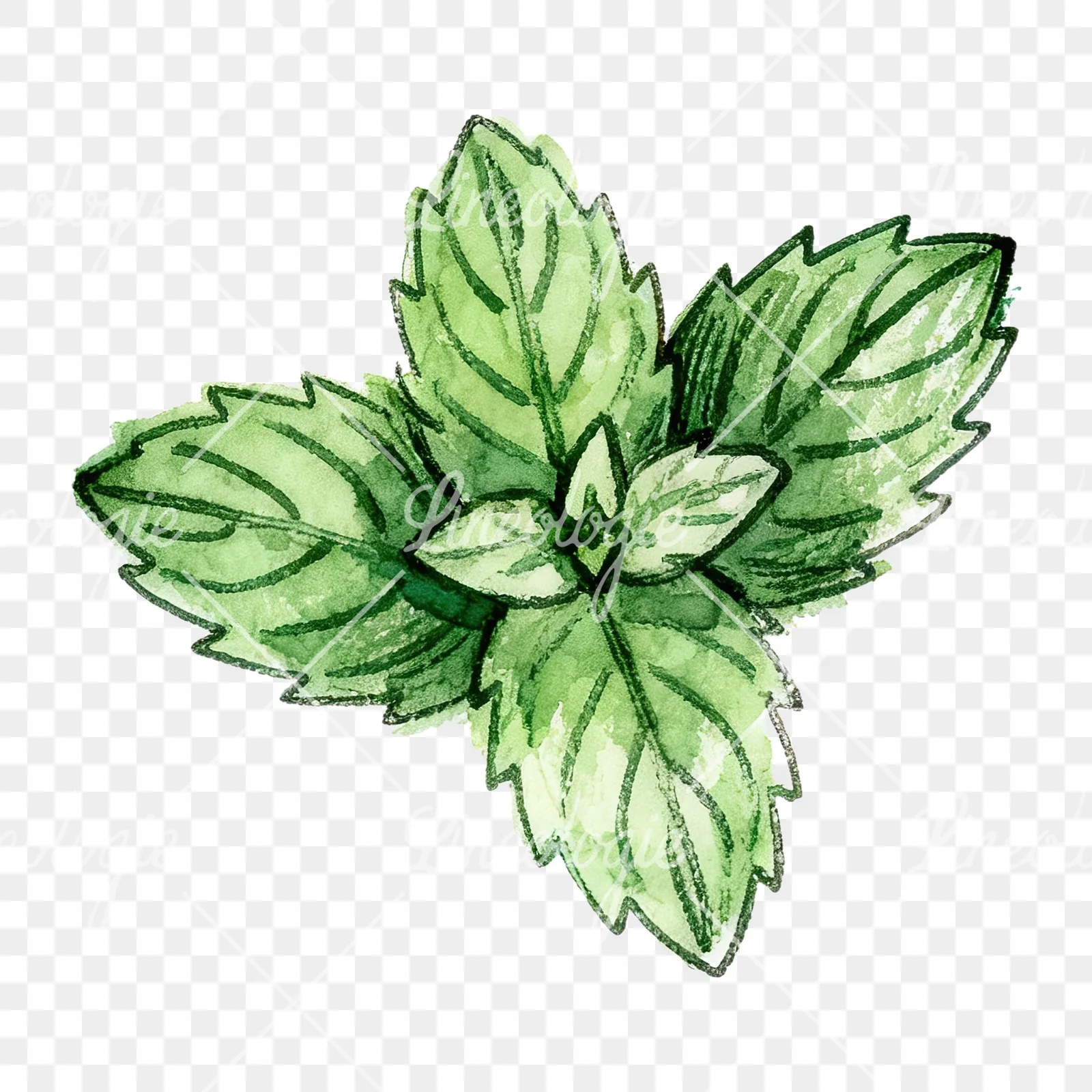 Watercolor mint clipart 5 of 12 on a transparent background (PNG)