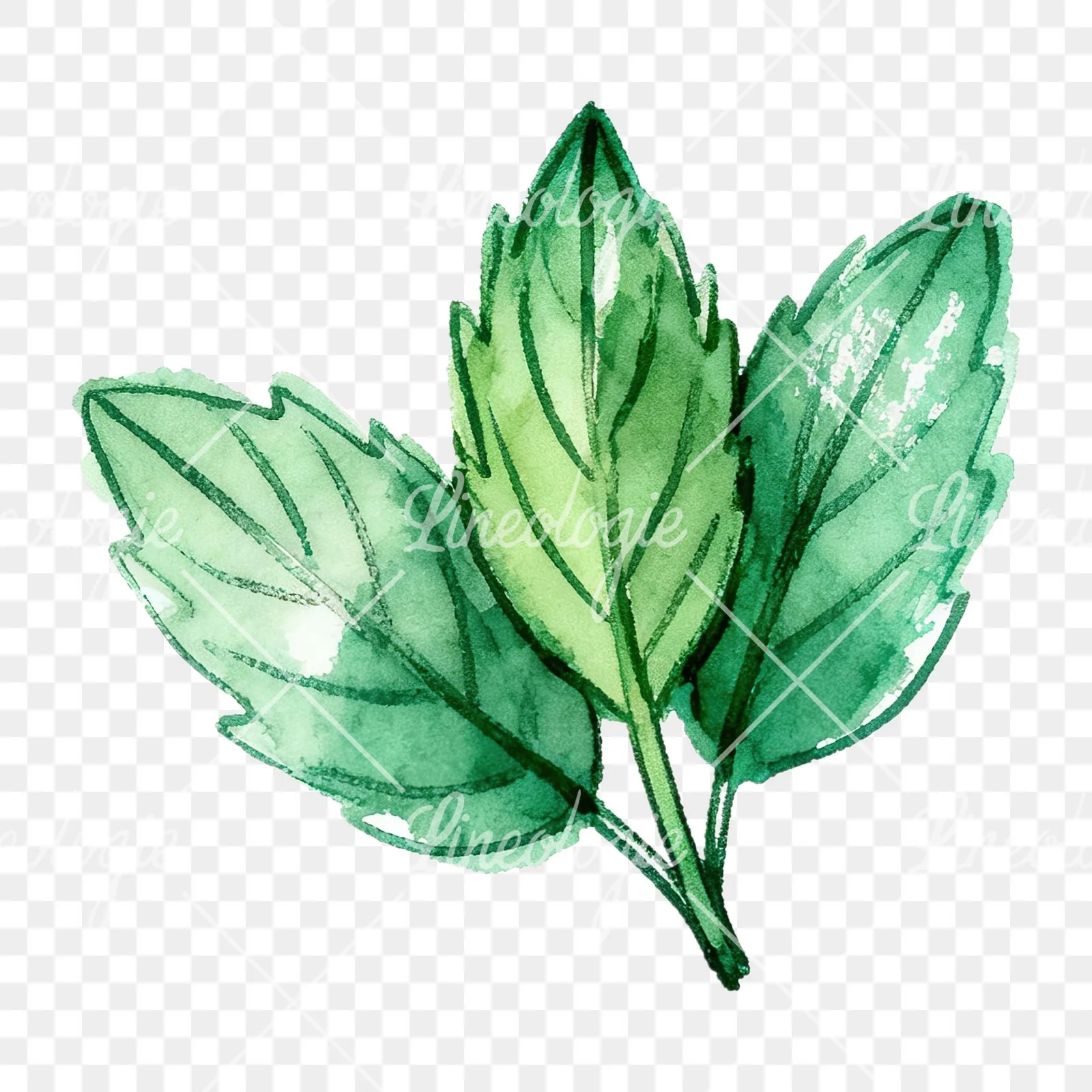 Watercolor mint clipart 6 of 12 on a transparent background (PNG)