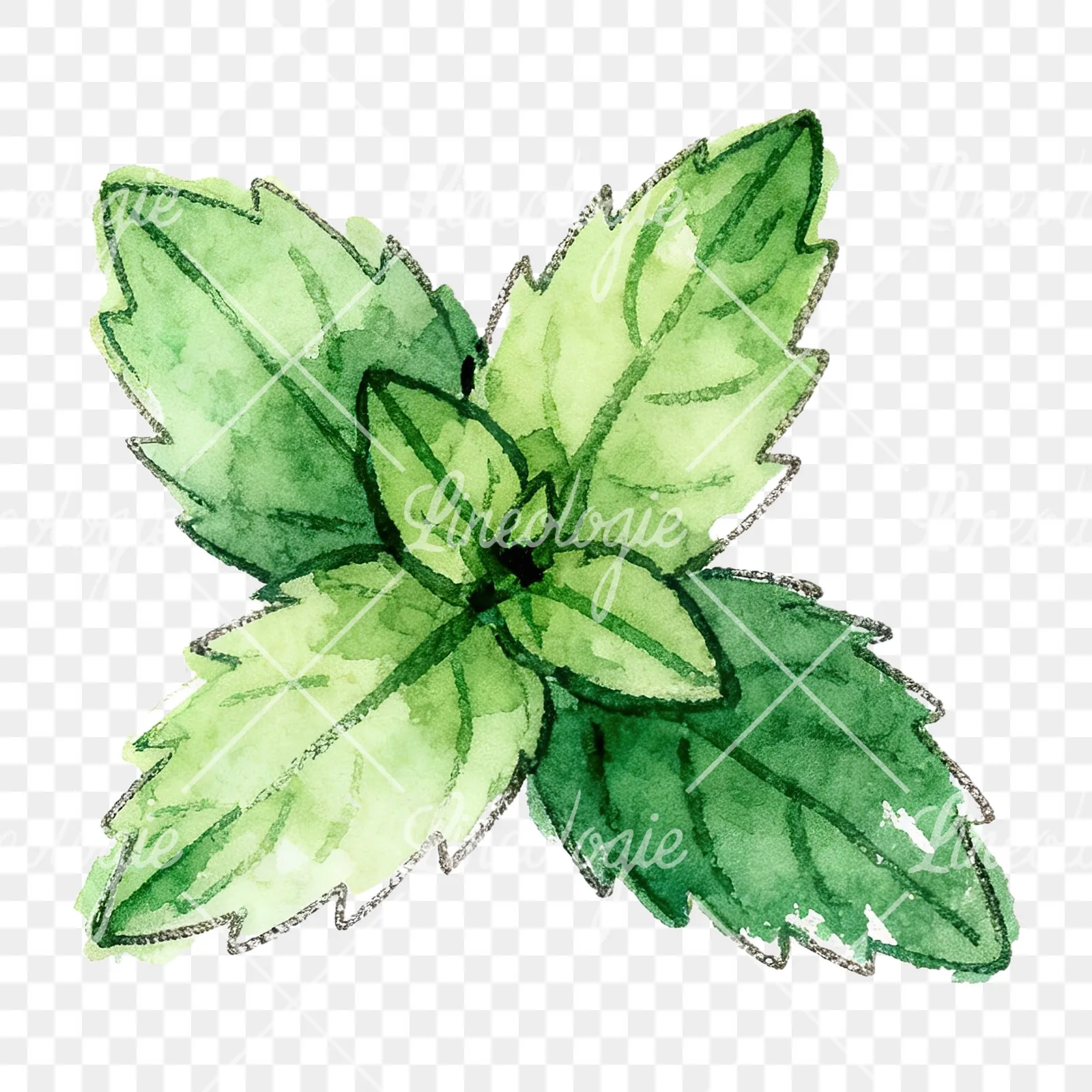 Watercolor mint clipart 7 of 12 on a transparent background (PNG)