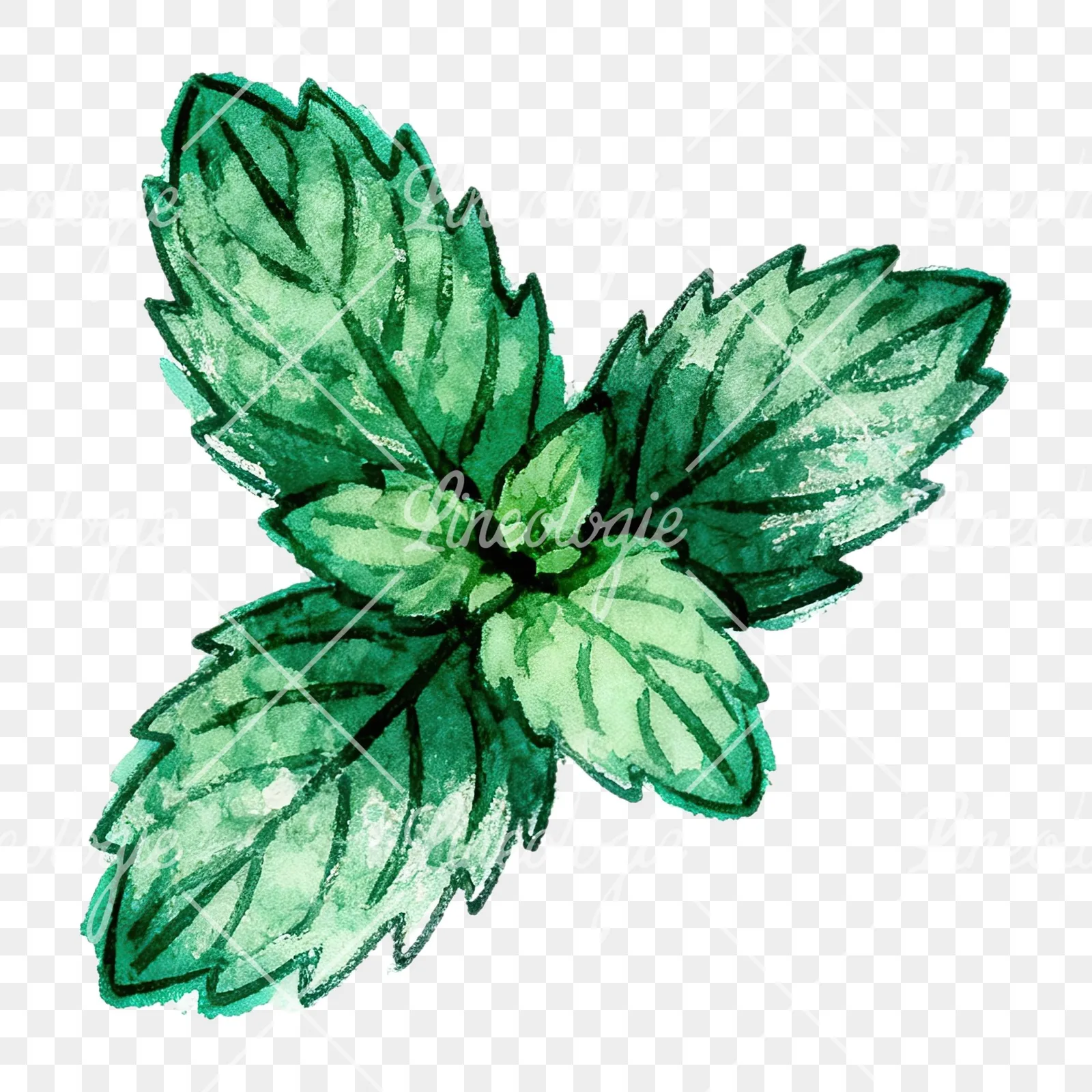 Watercolor mint clipart 8 of 12 on a transparent background (PNG)