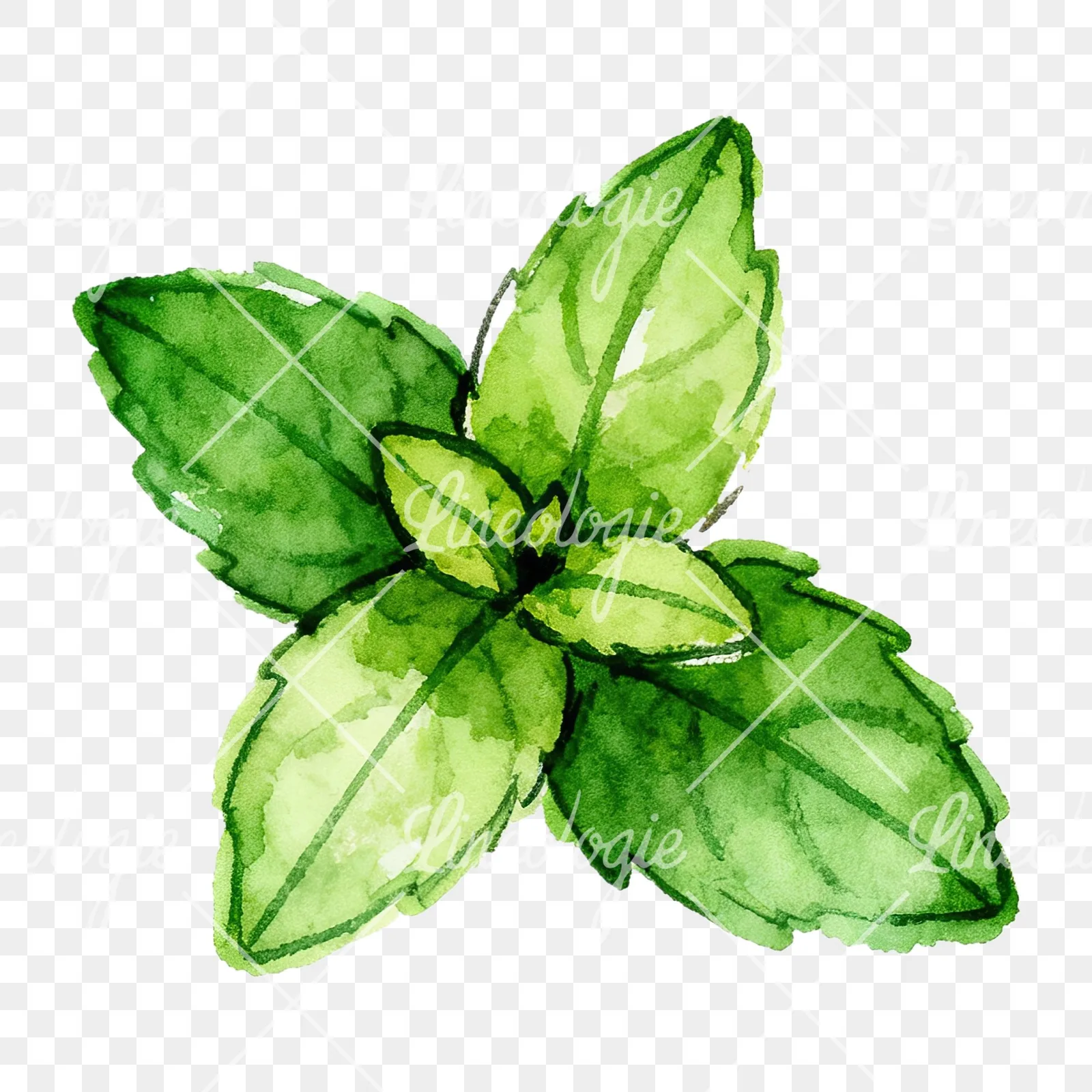 Watercolor mint clipart 9 of 12 on a transparent background (PNG)